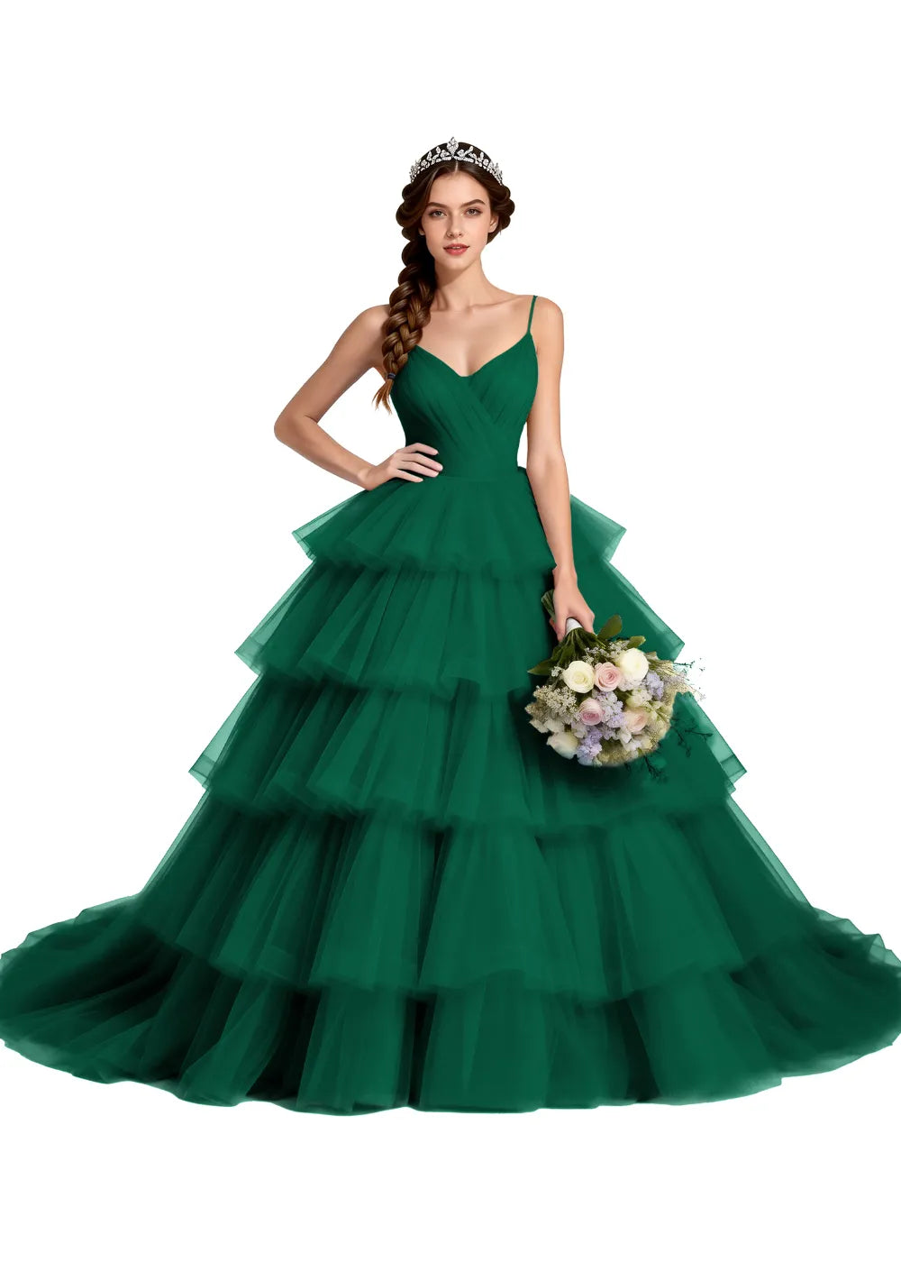 Celestina Layered Tulle Evening Gown