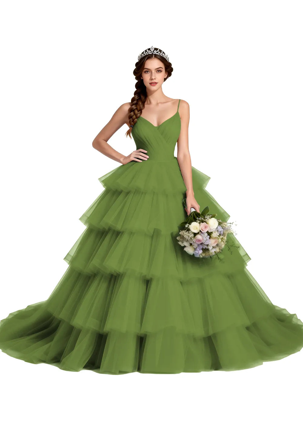 Celestina Layered Tulle Evening Gown