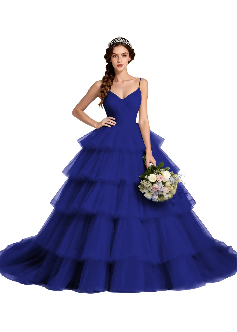 Celestina Layered Tulle Evening Gown