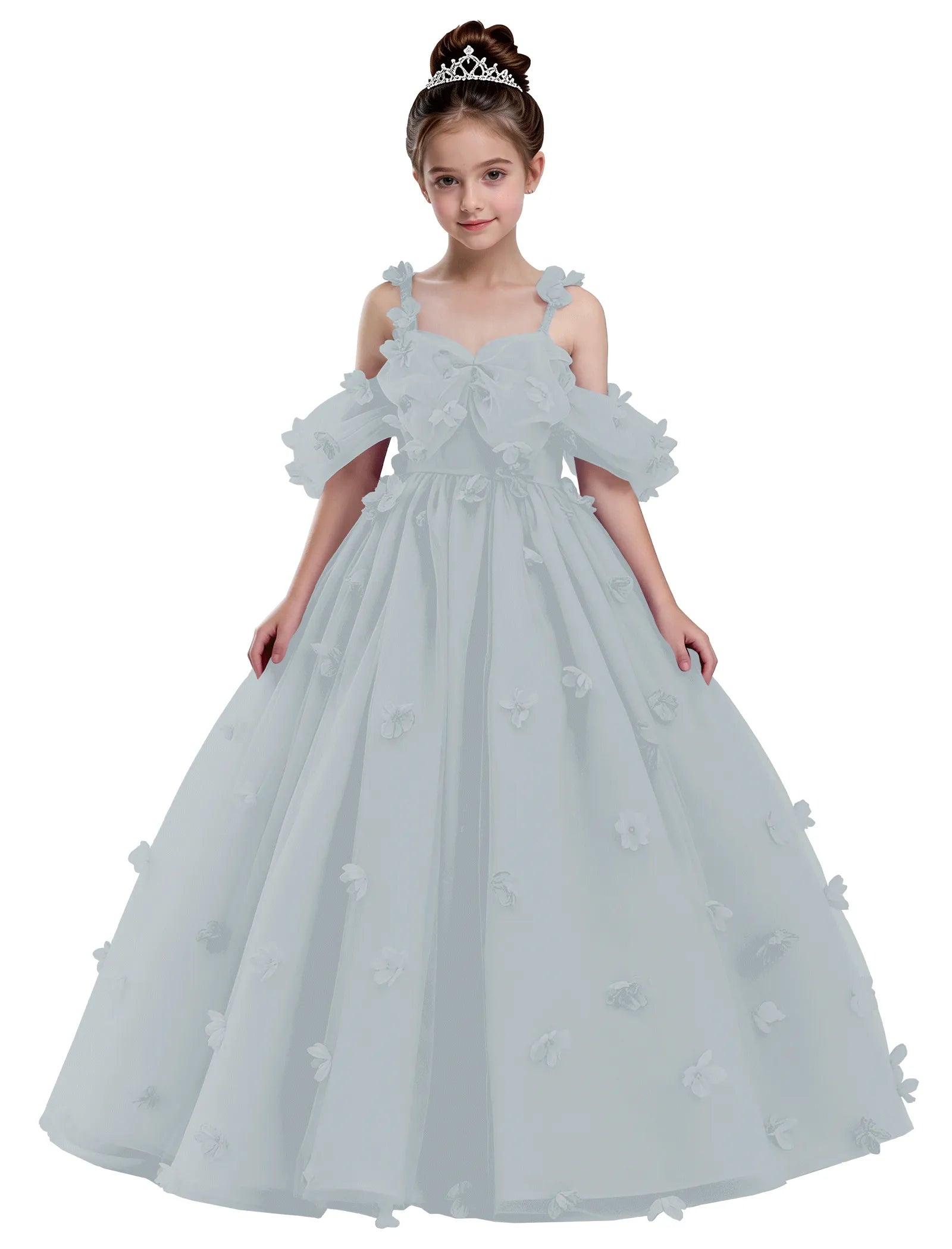 3D Floral Tulle Princess Ball Gown for Girls
