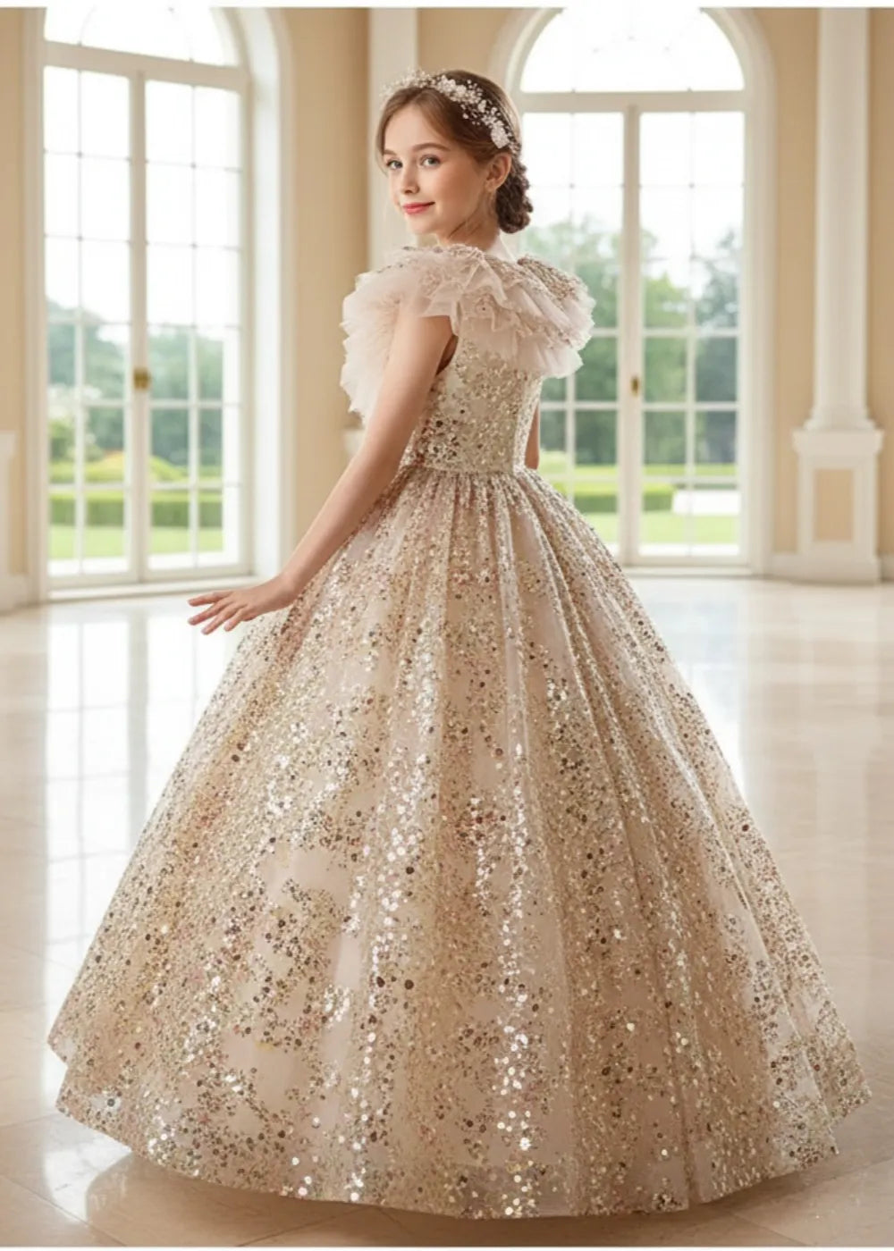 Formal Sparkly Flower Girl Dress for Wedding