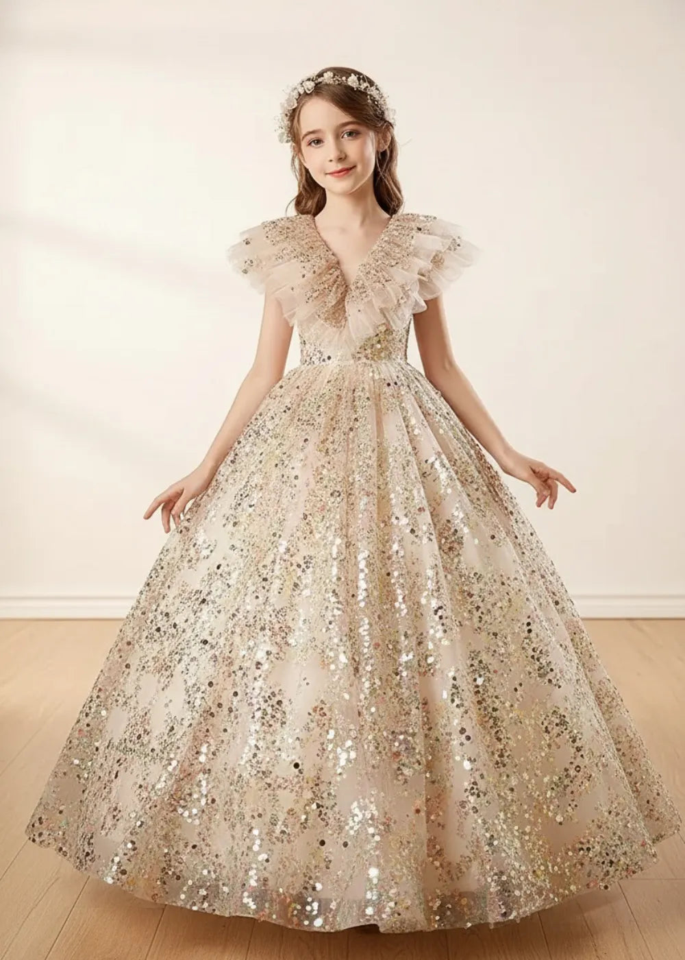 Luxury Sequin Girls Formal Dress for Pageant and Special Events| Fynony Luxury Sequin Girls Formal Dress for Pageant and Special Events| Fynony