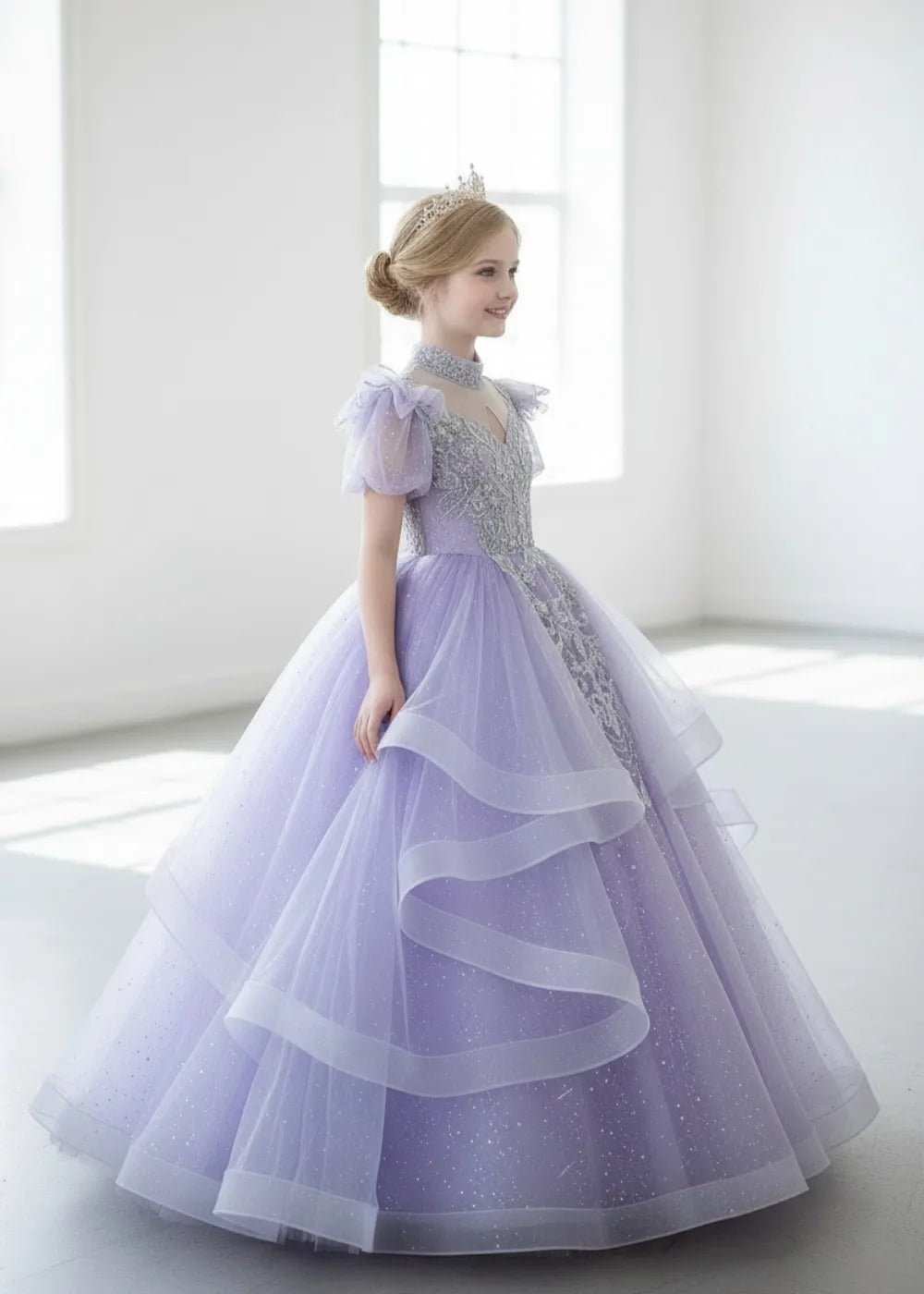 Vestido de princesa sin mangas de encaje