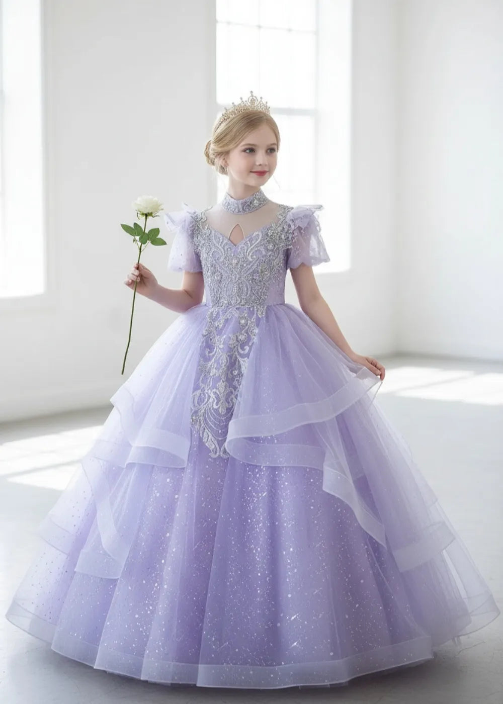Vestido de princesa sin mangas de encaje