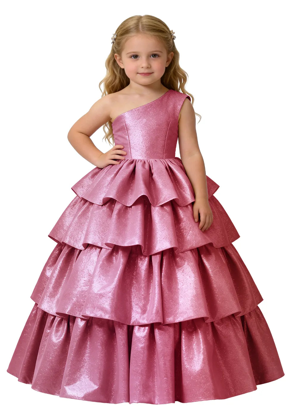 Elegant Tiered One Shoulder Gown