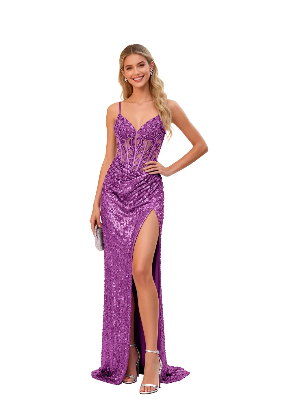 Allure of Stardust Sequin Corset Evening Dress