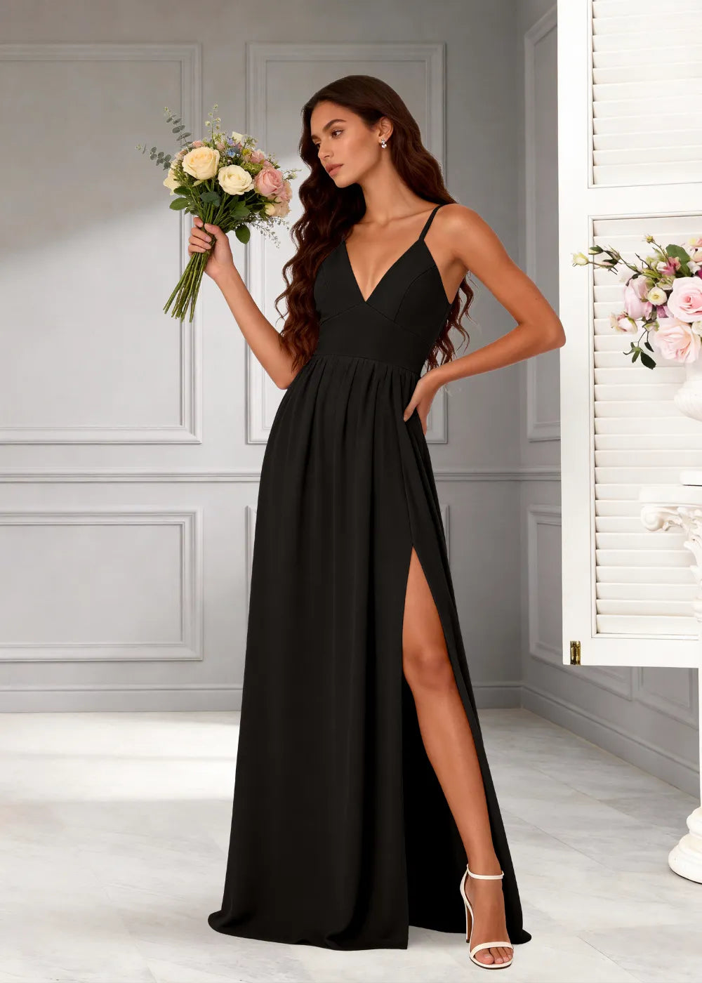 Midnight Muse Spaghetti Strap Evening Gown