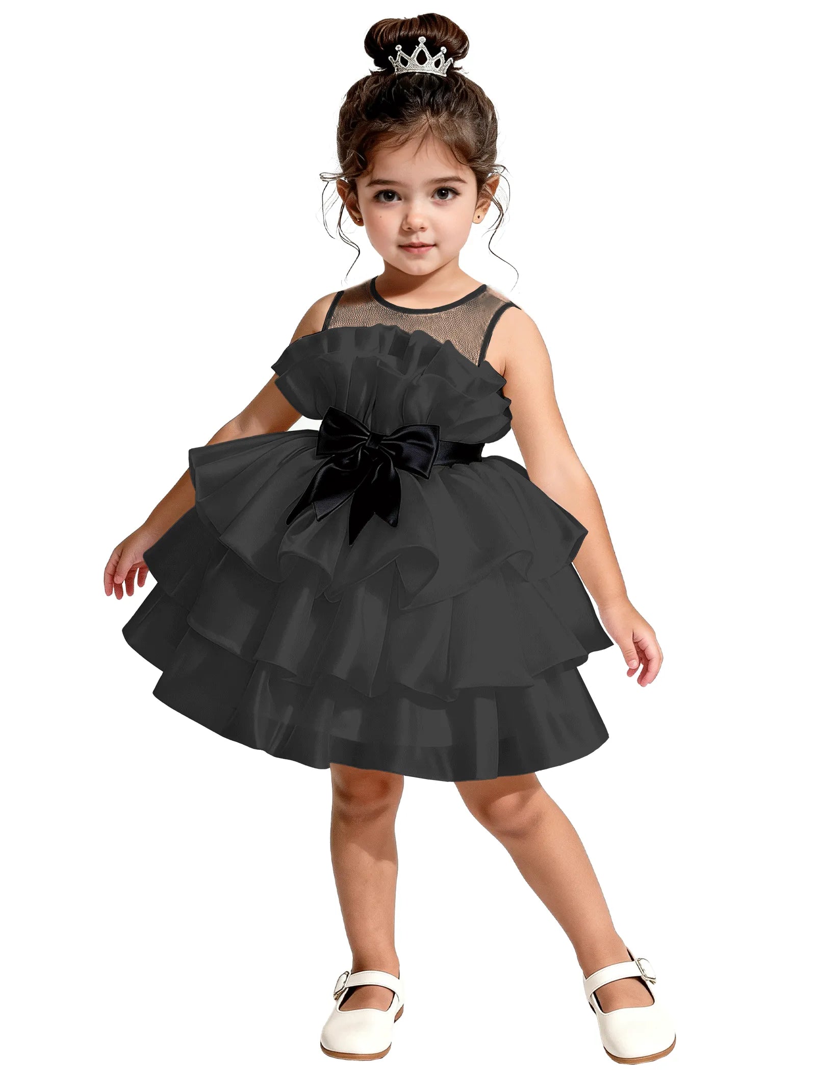 Satin Ruffle Tiered Dress for Little Girls
