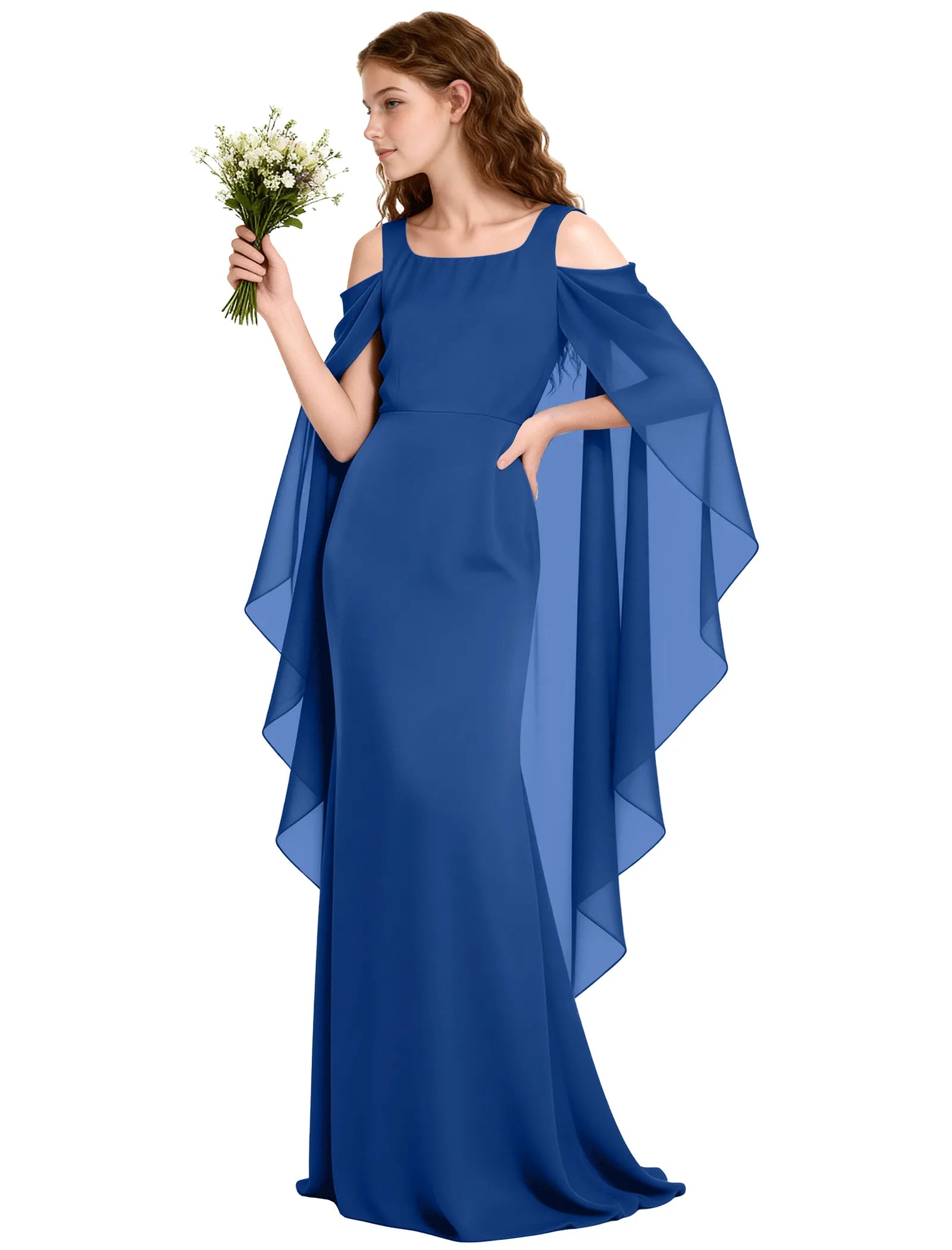 Chiffon Cape Sleeve Formal Dress for Teens