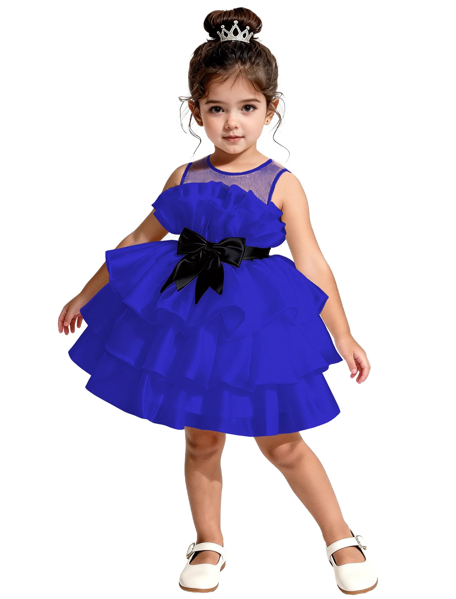 Satin Ruffle Tiered Dress for Little Girls