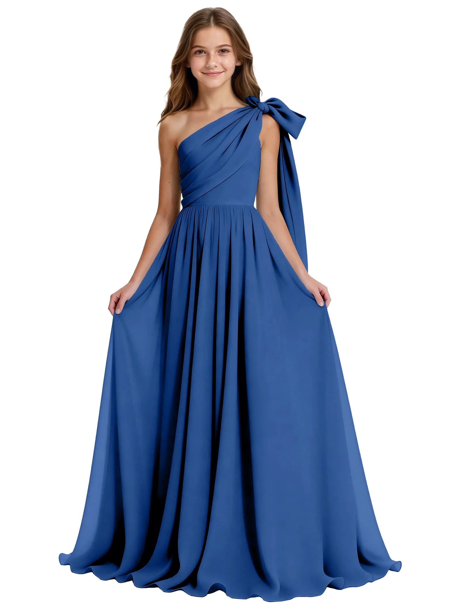 One-Shoulder Bow Junior Bridesmaid Dress