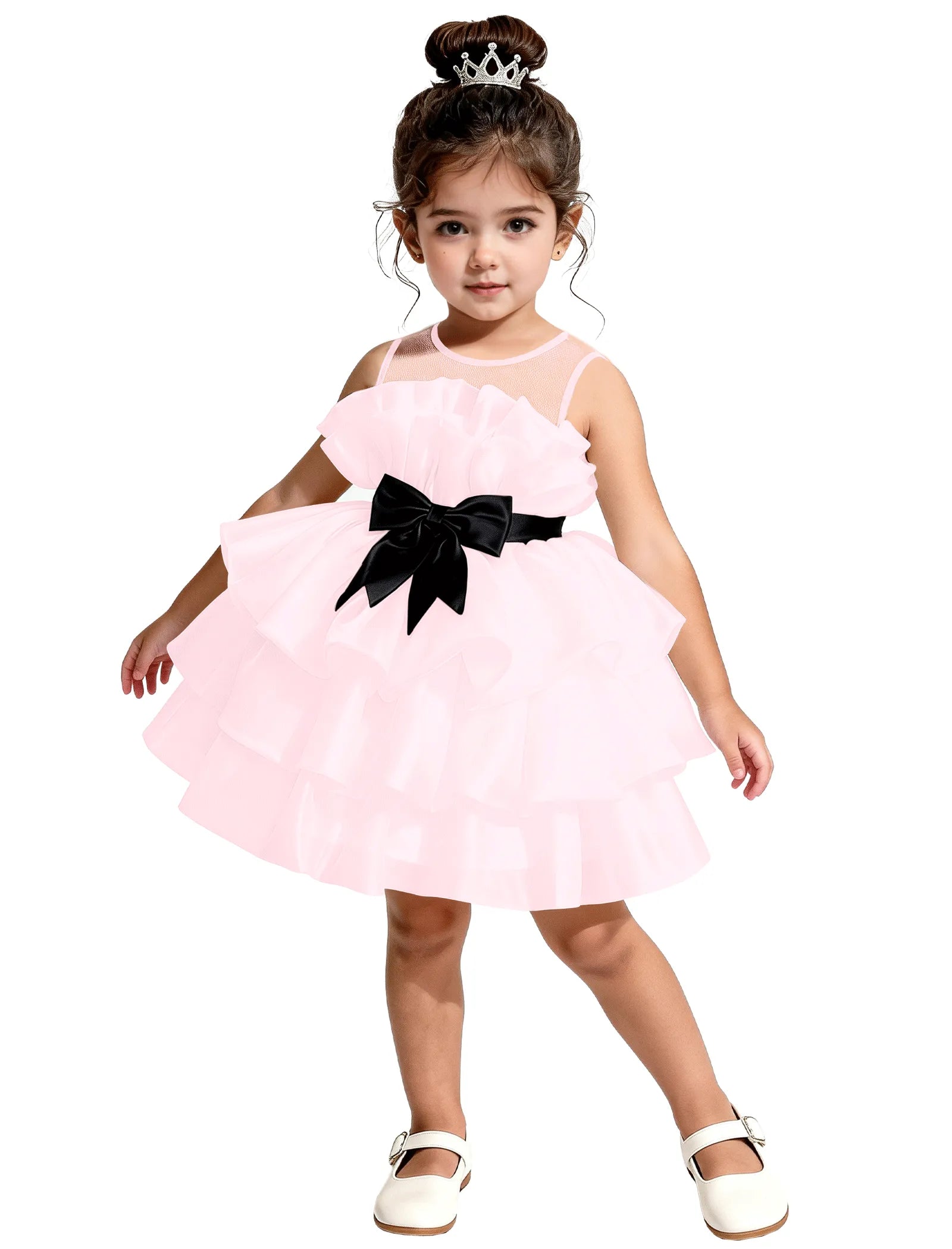 Satin Ruffle Tiered Dress for Little Girls