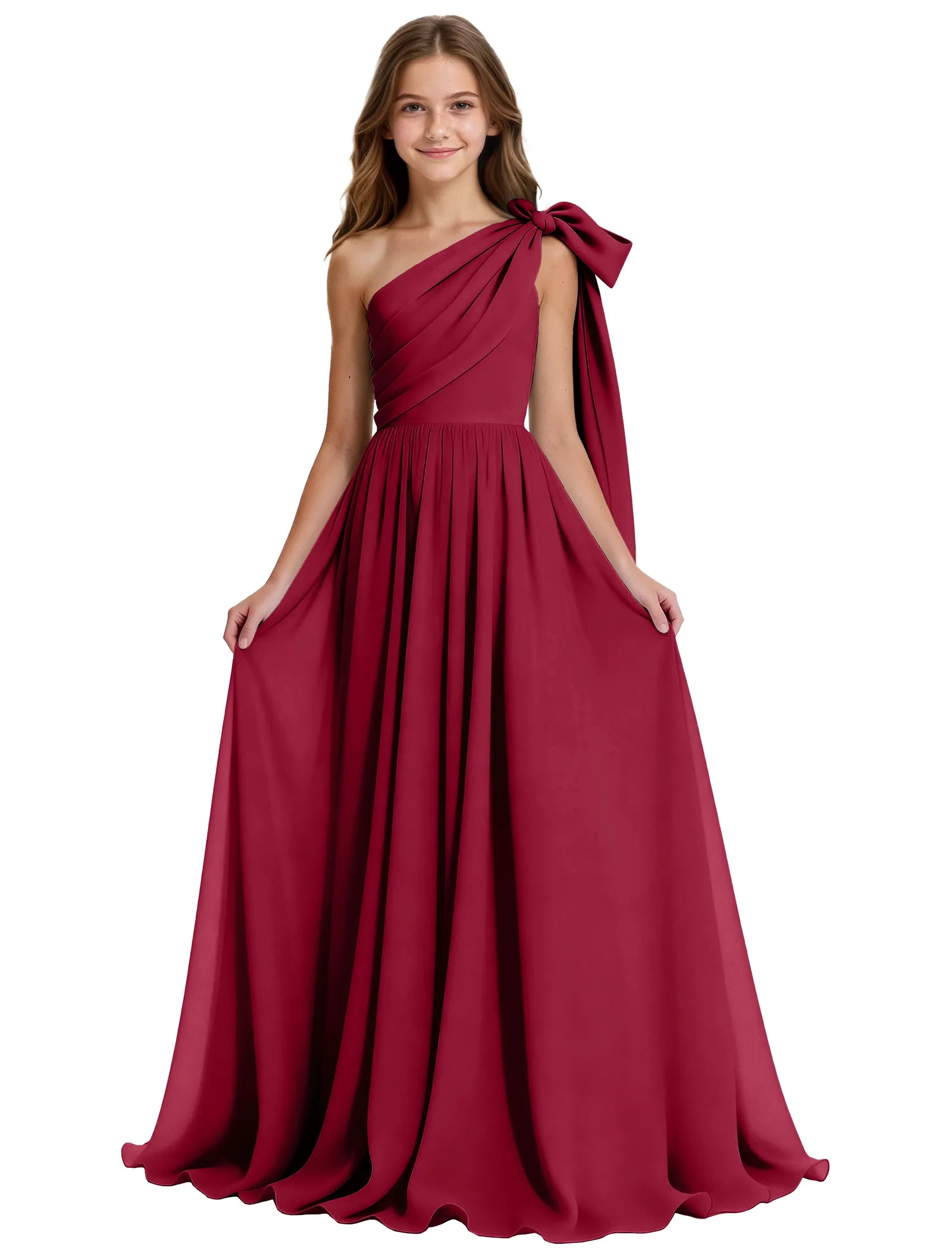 One-Shoulder Bow Junior Bridesmaid Dress