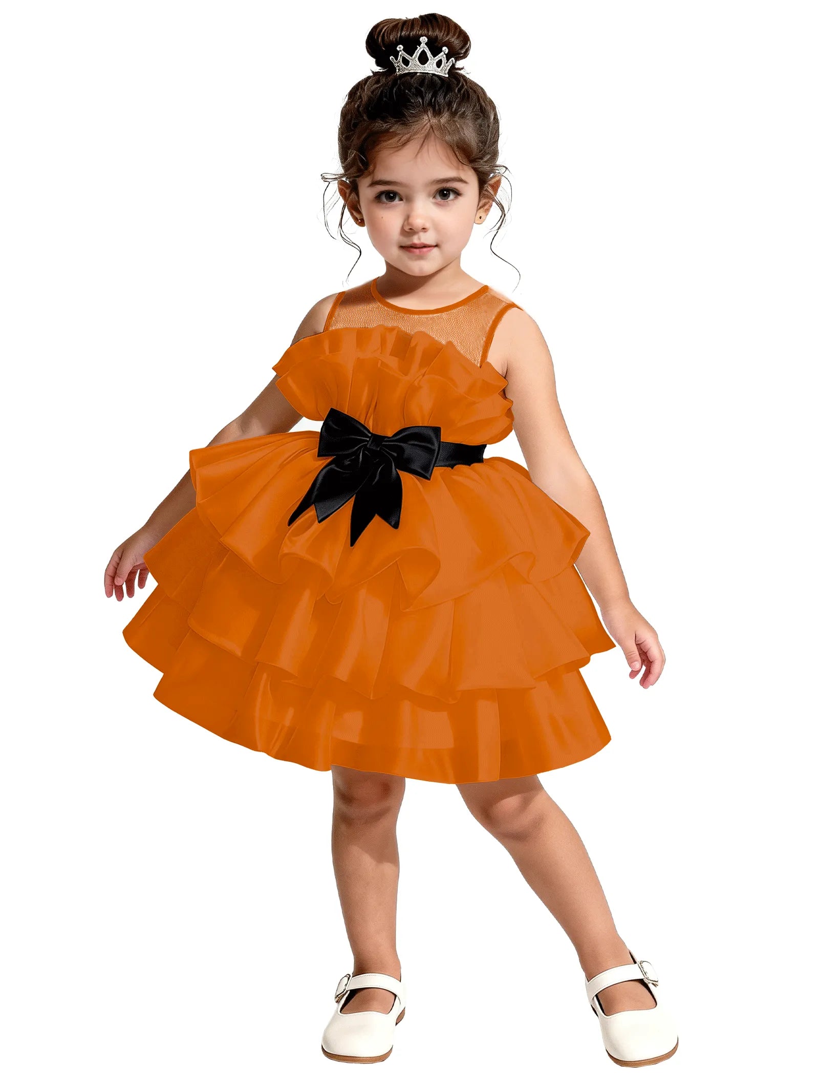 Satin Ruffle Tiered Dress for Little Girls