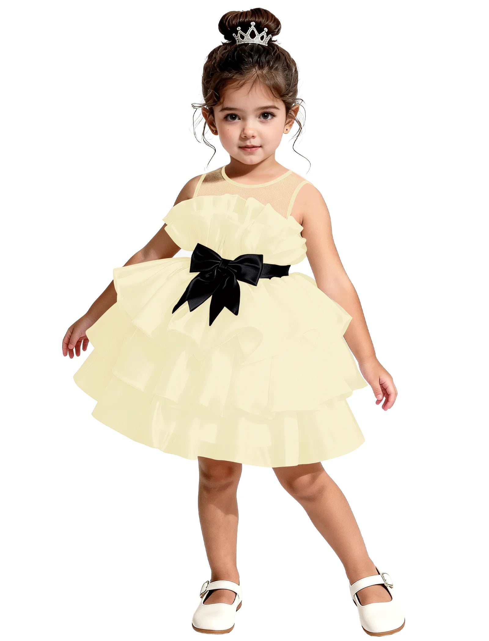Satin Ruffle Tiered Dress for Little Girls