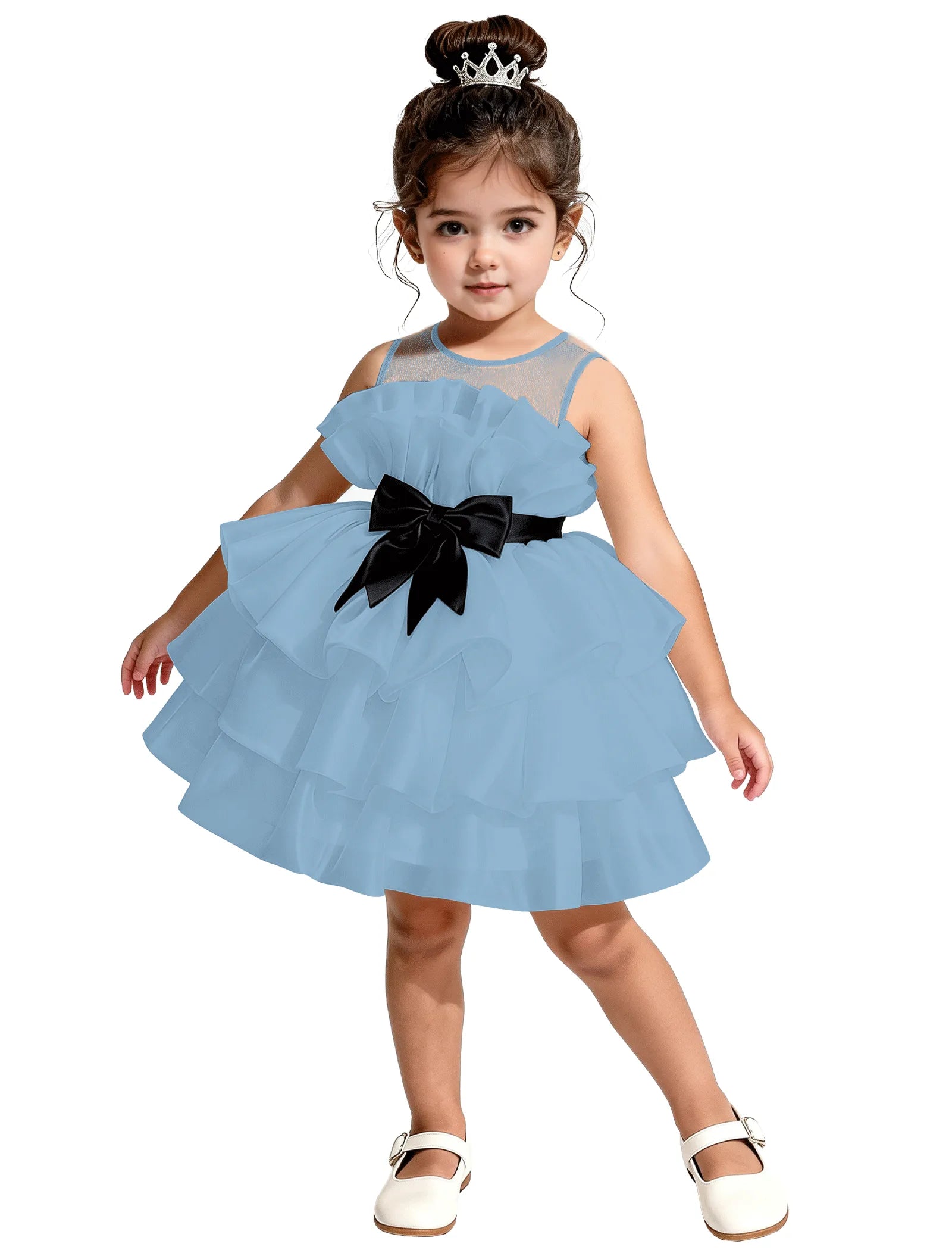 Satin Ruffle Tiered Dress for Little Girls