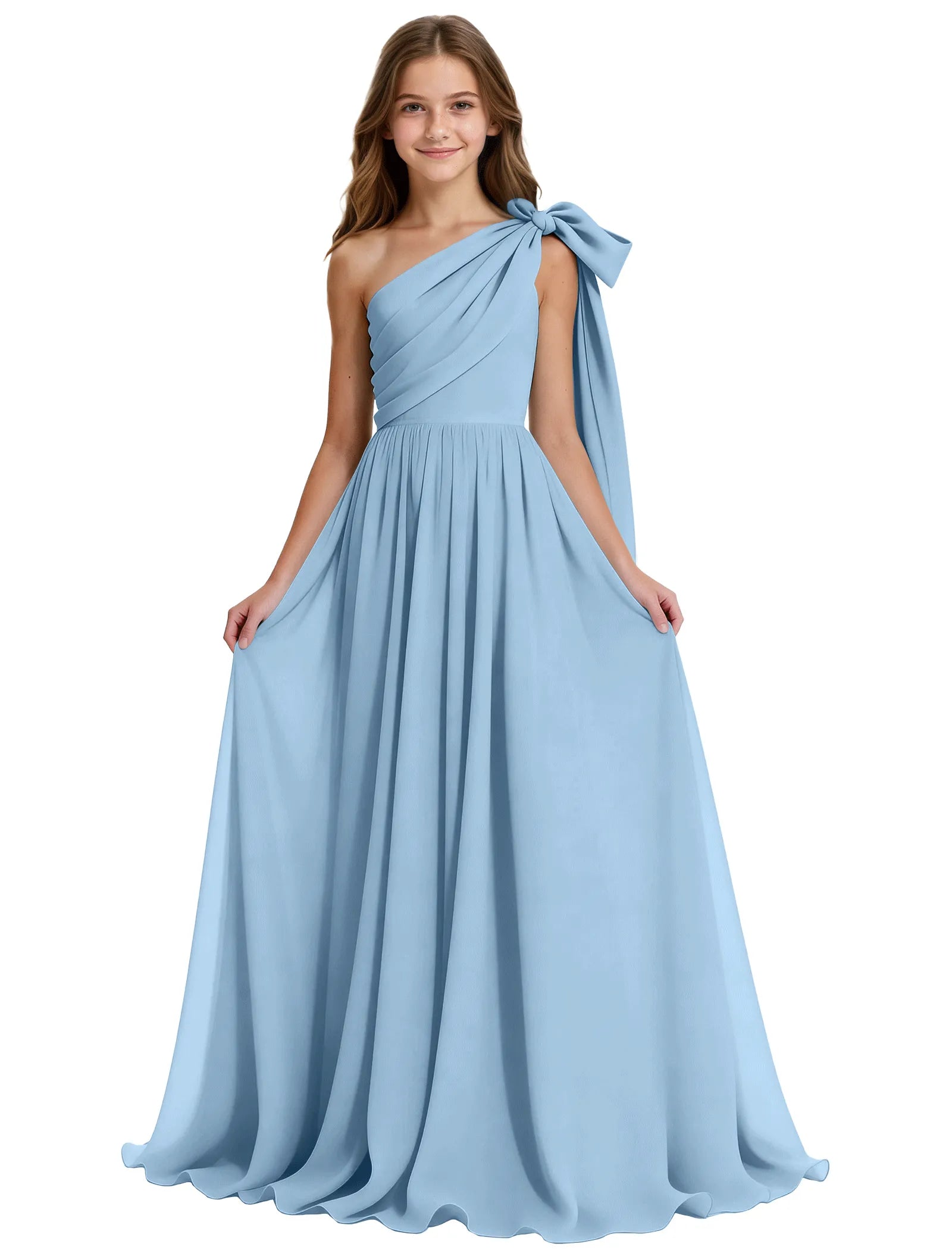 One-Shoulder Bow Junior Bridesmaid Dress