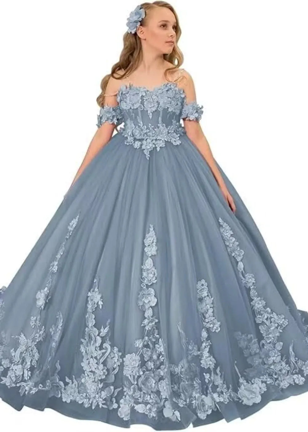 Vintage Floral Embroidered Flower Girl Gown