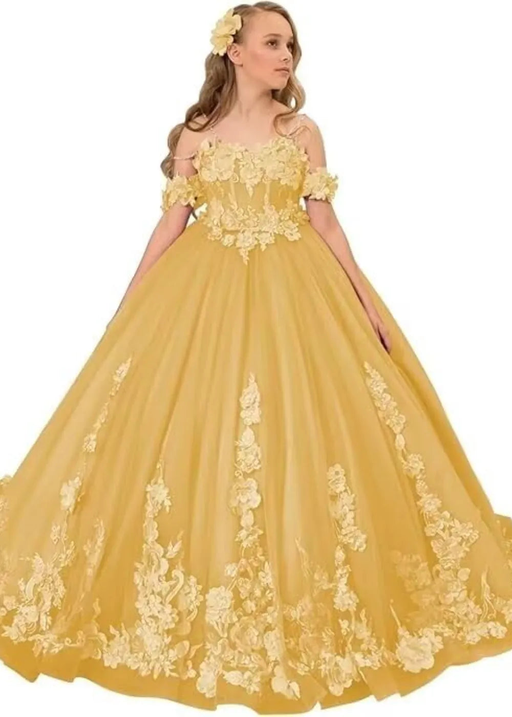 Vintage Floral Embroidered Flower Girl Gown