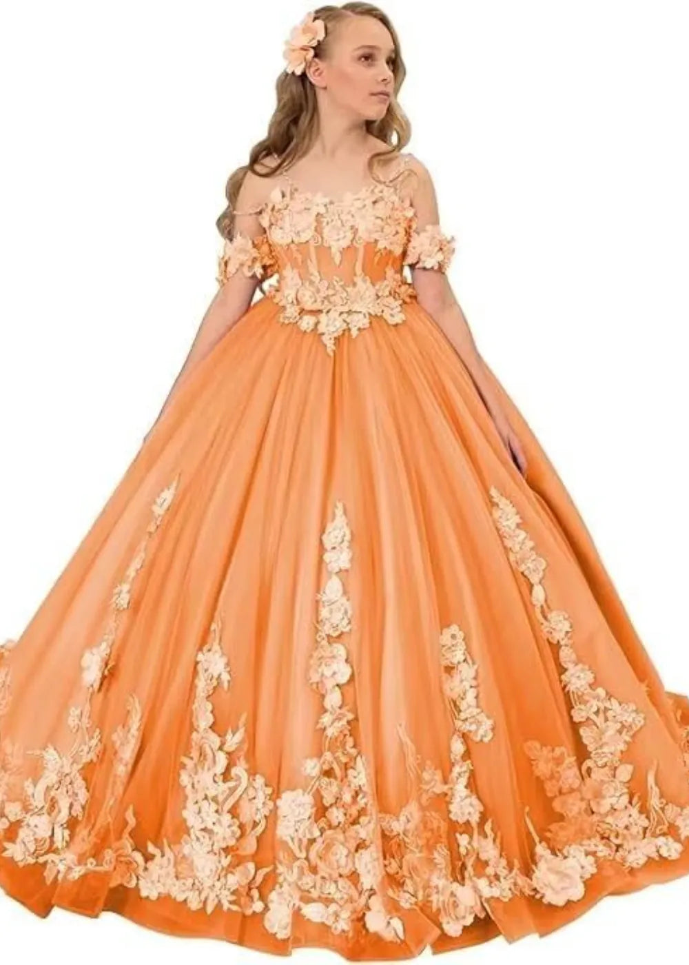 Vintage Floral Embroidered Flower Girl Gown