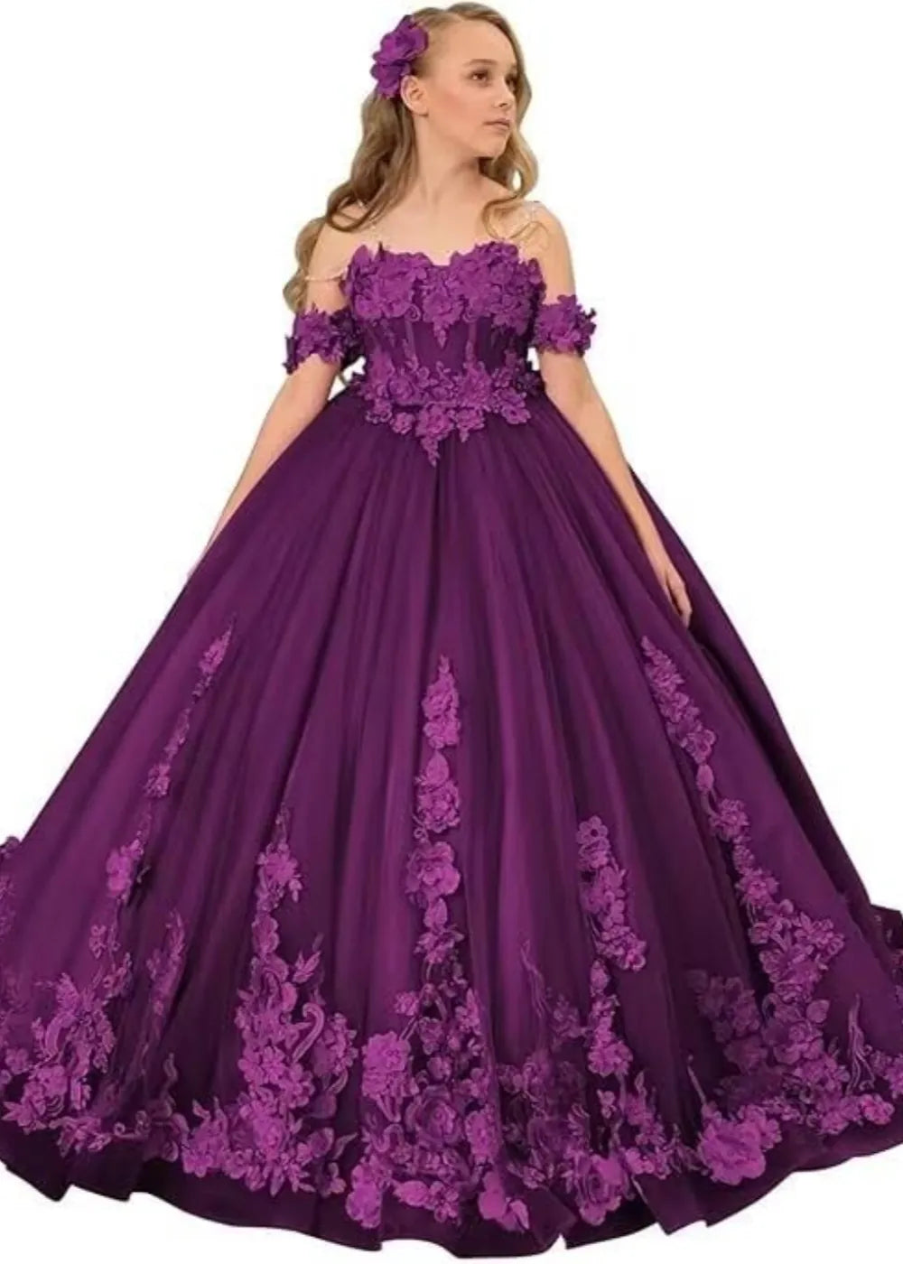 Vintage Floral Embroidered Flower Girl Gown