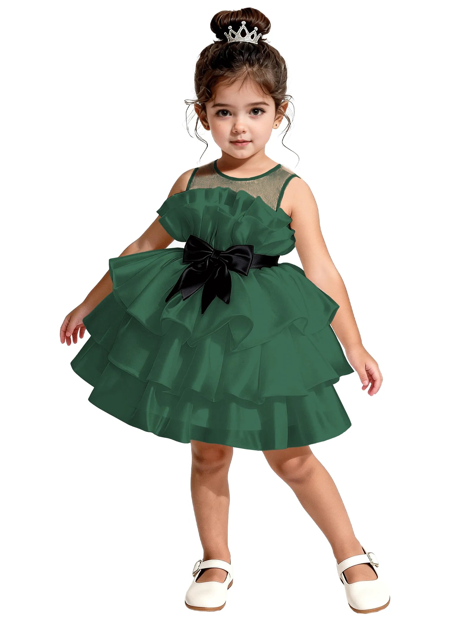 Satin Ruffle Tiered Dress for Little Girls