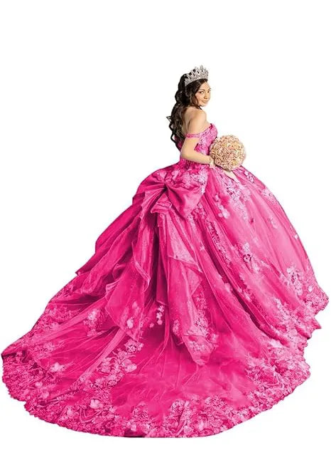 Off Shoulder Flower Embroidered Tulle Wedding Dress