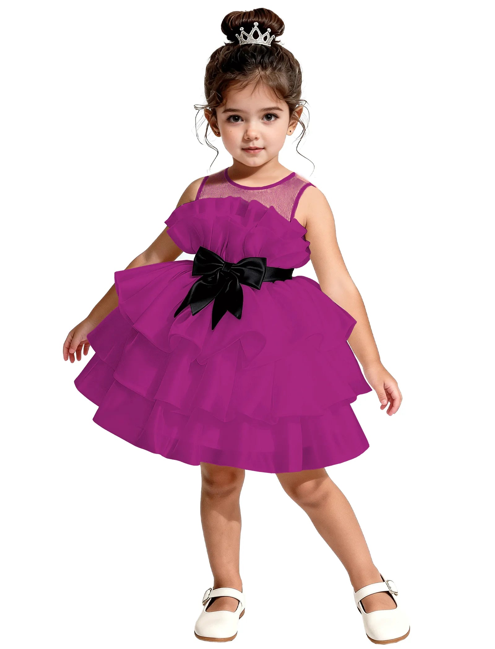 Satin Ruffle Tiered Dress for Little Girls