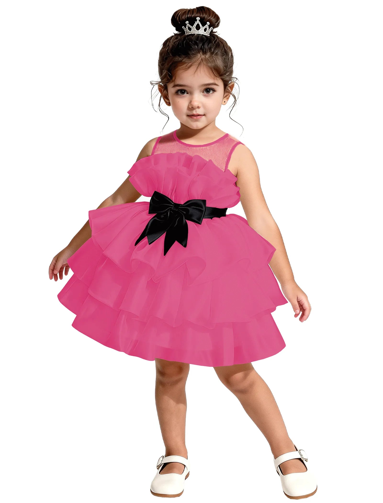 Satin Ruffle Tiered Dress for Little Girls