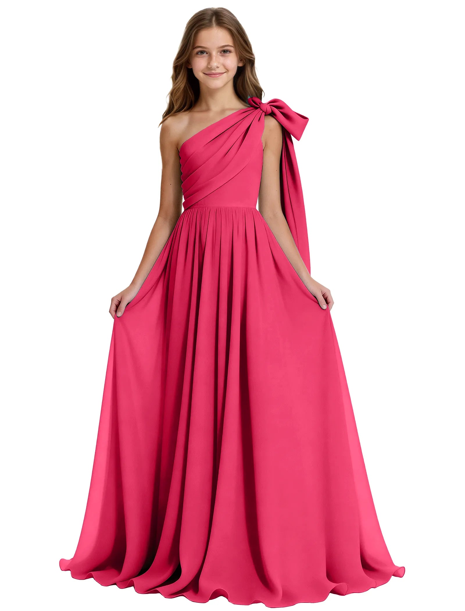 One-Shoulder Bow Junior Bridesmaid Dress