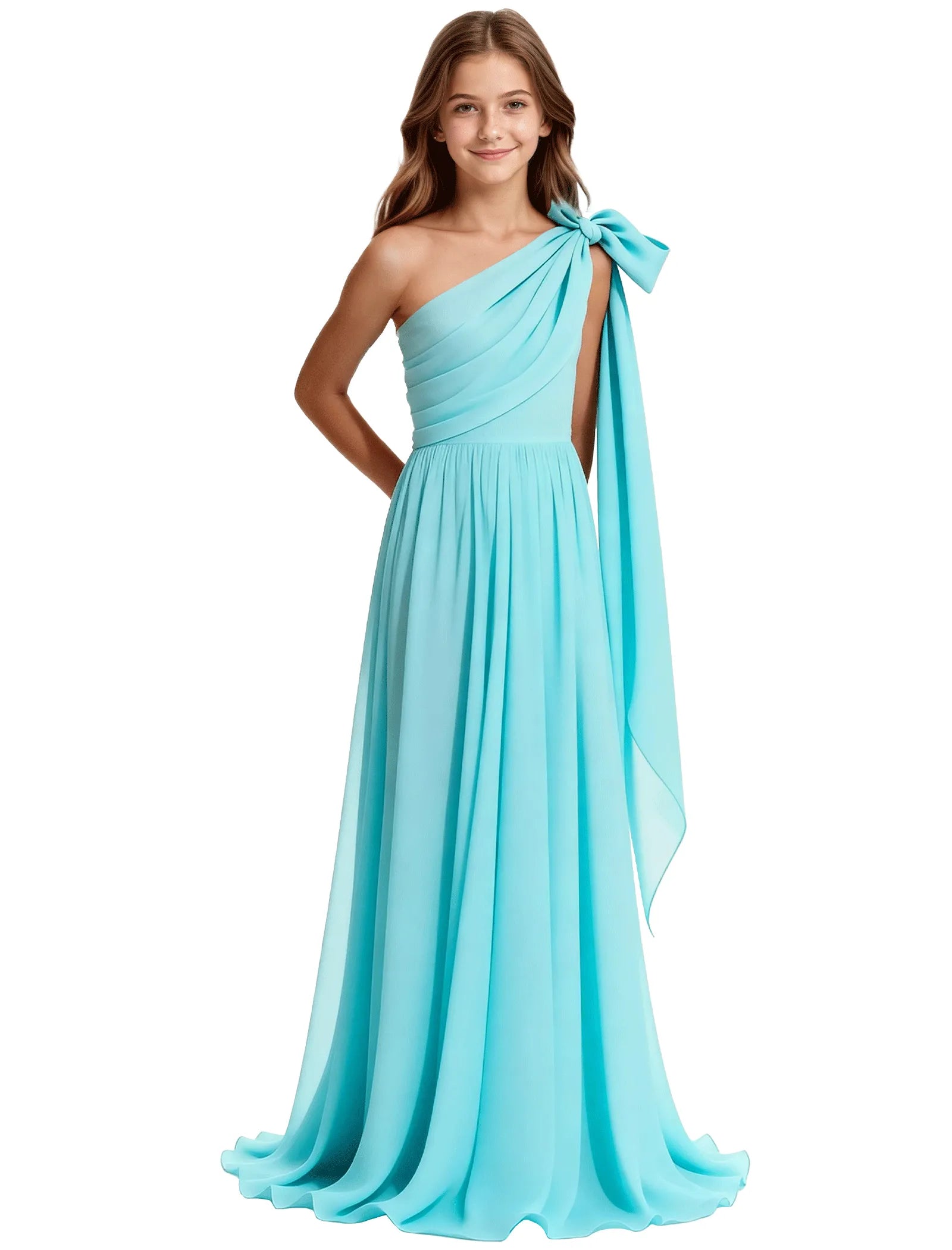 One-Shoulder Bow Junior Bridesmaid Dress