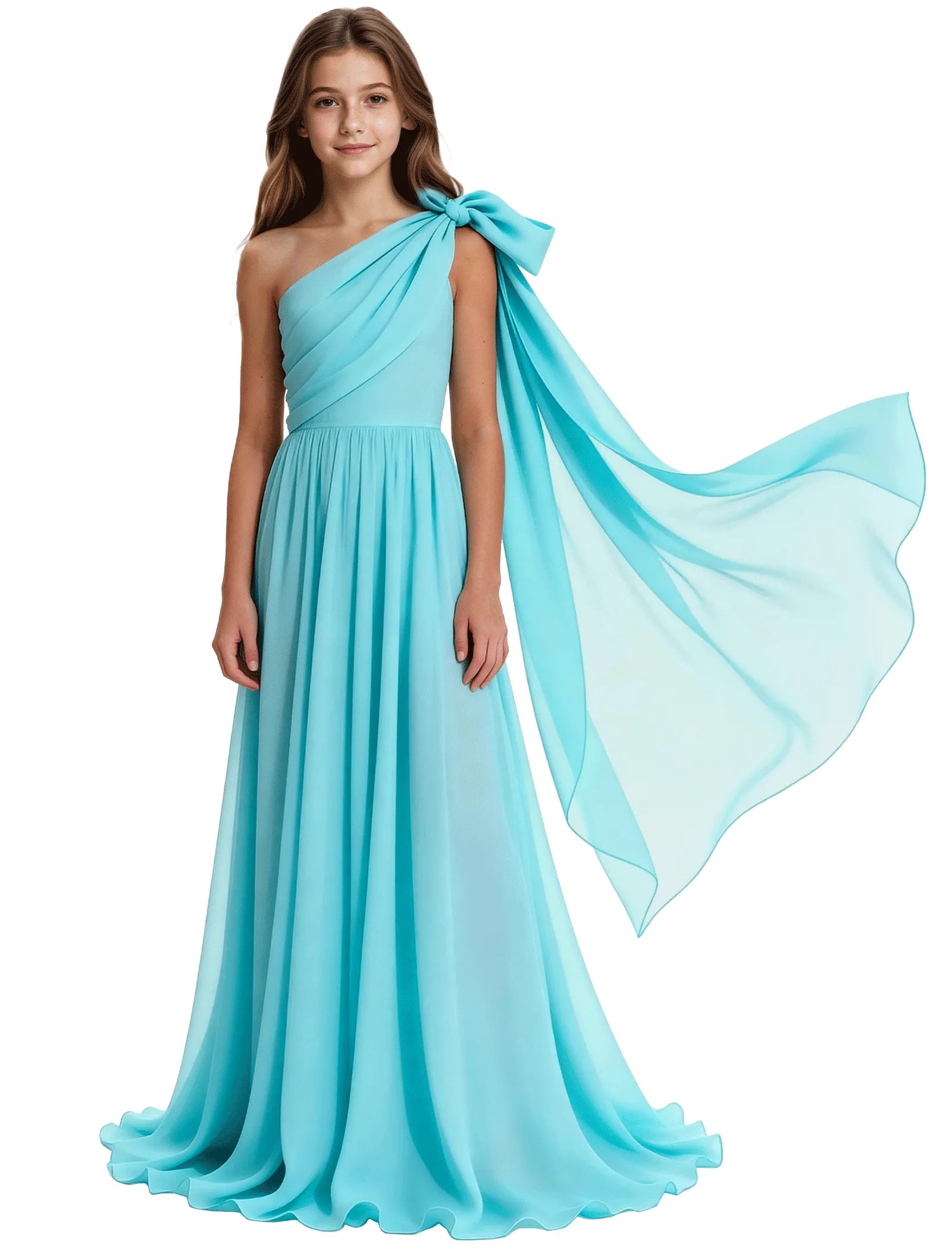One-Shoulder Bow Junior Bridesmaid Dress