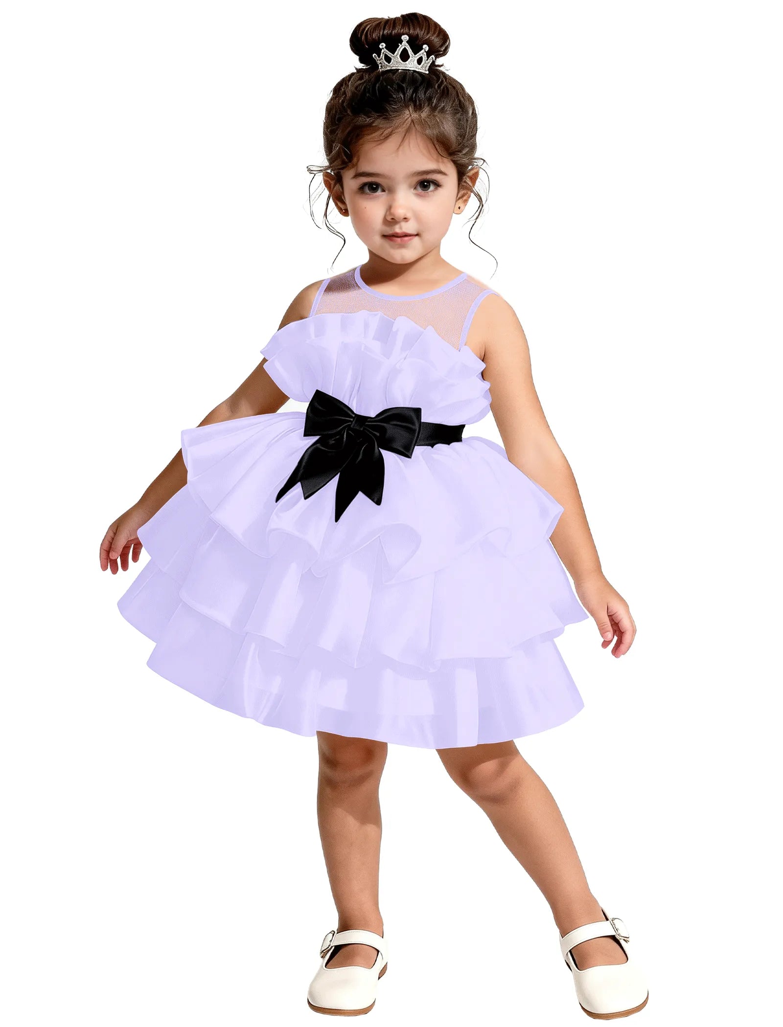 Satin Ruffle Tiered Dress for Little Girls