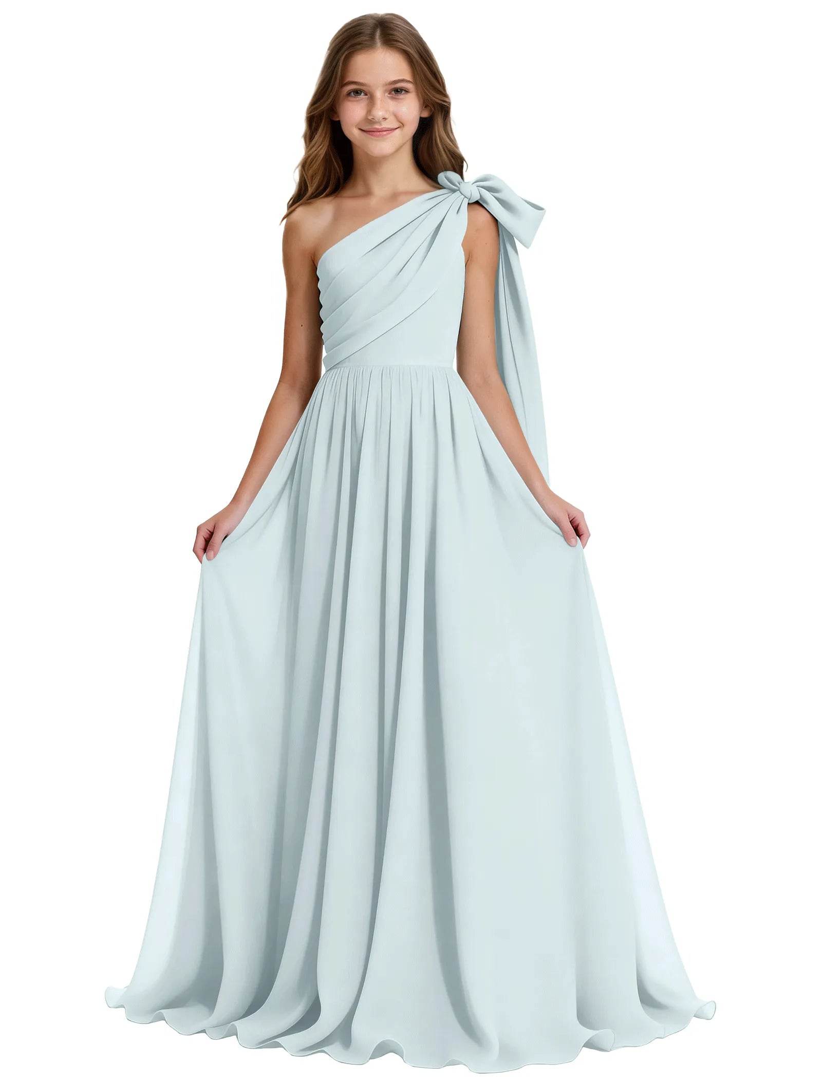 One-Shoulder Bow Junior Bridesmaid Dress