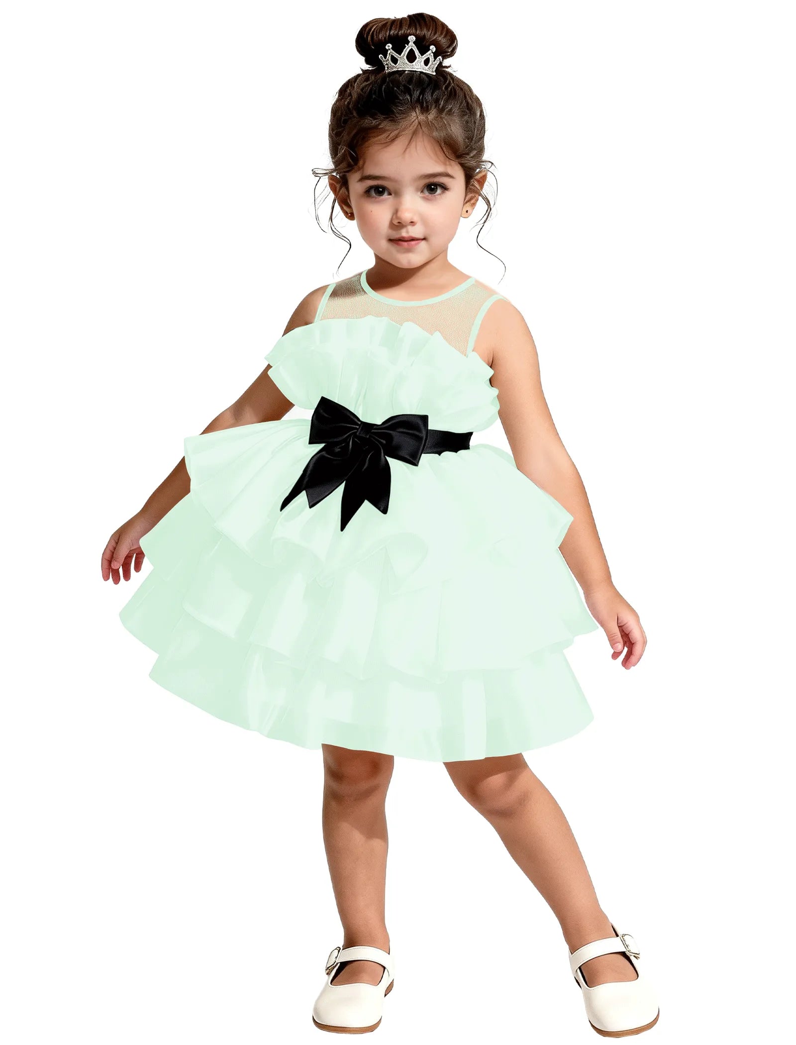 Satin Ruffle Tiered Dress for Little Girls