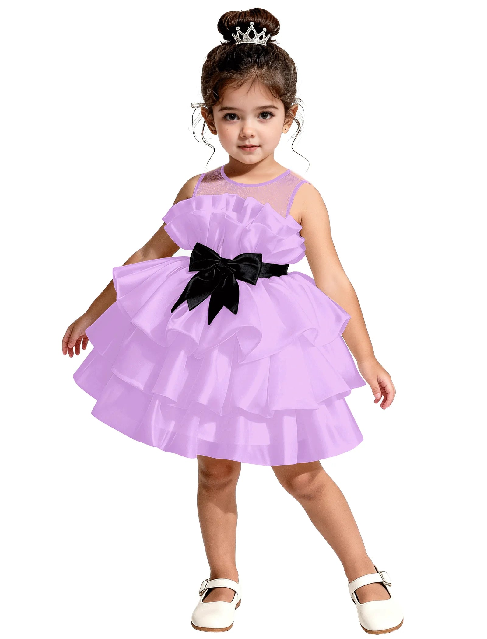 Satin Ruffle Tiered Dress for Little Girls