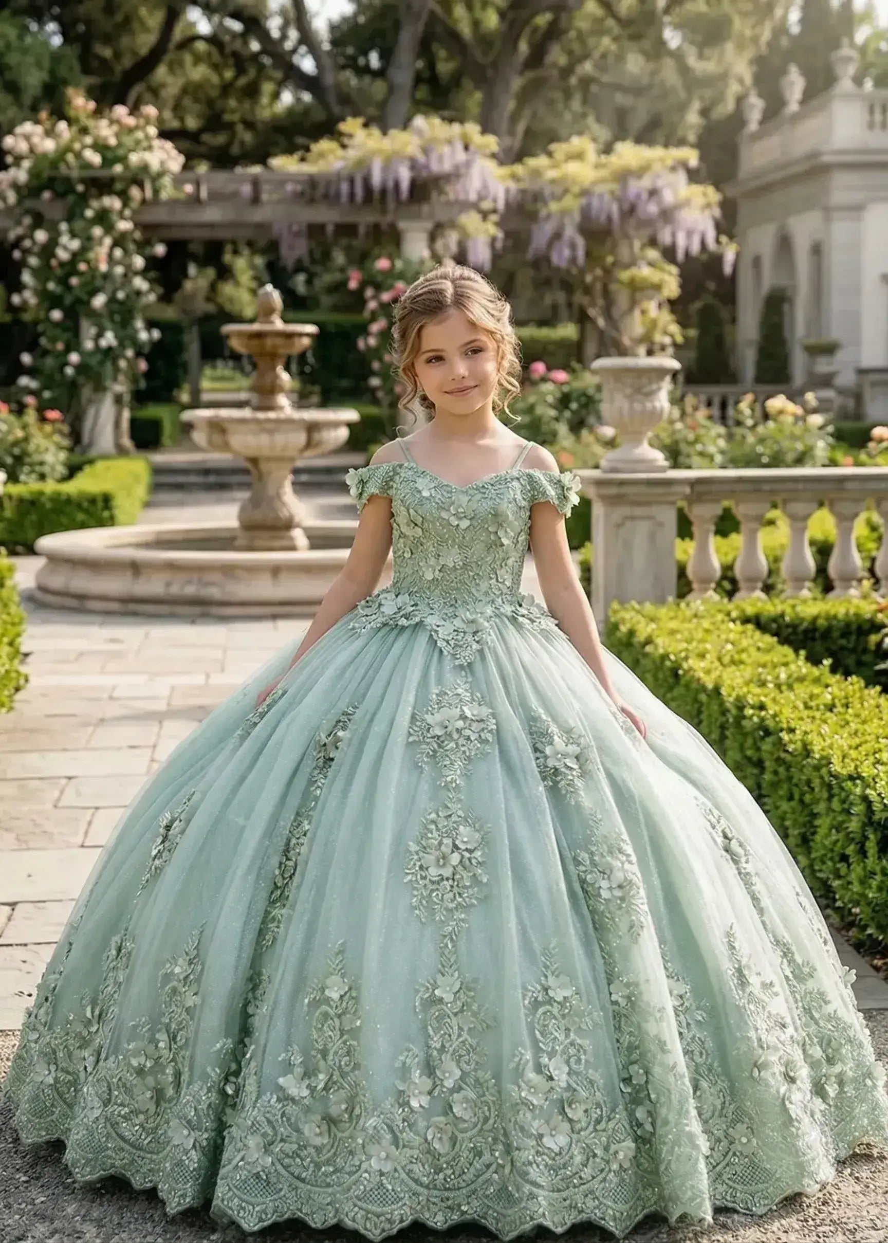 Aurora Garden Lace-Up Floral Princess Dress