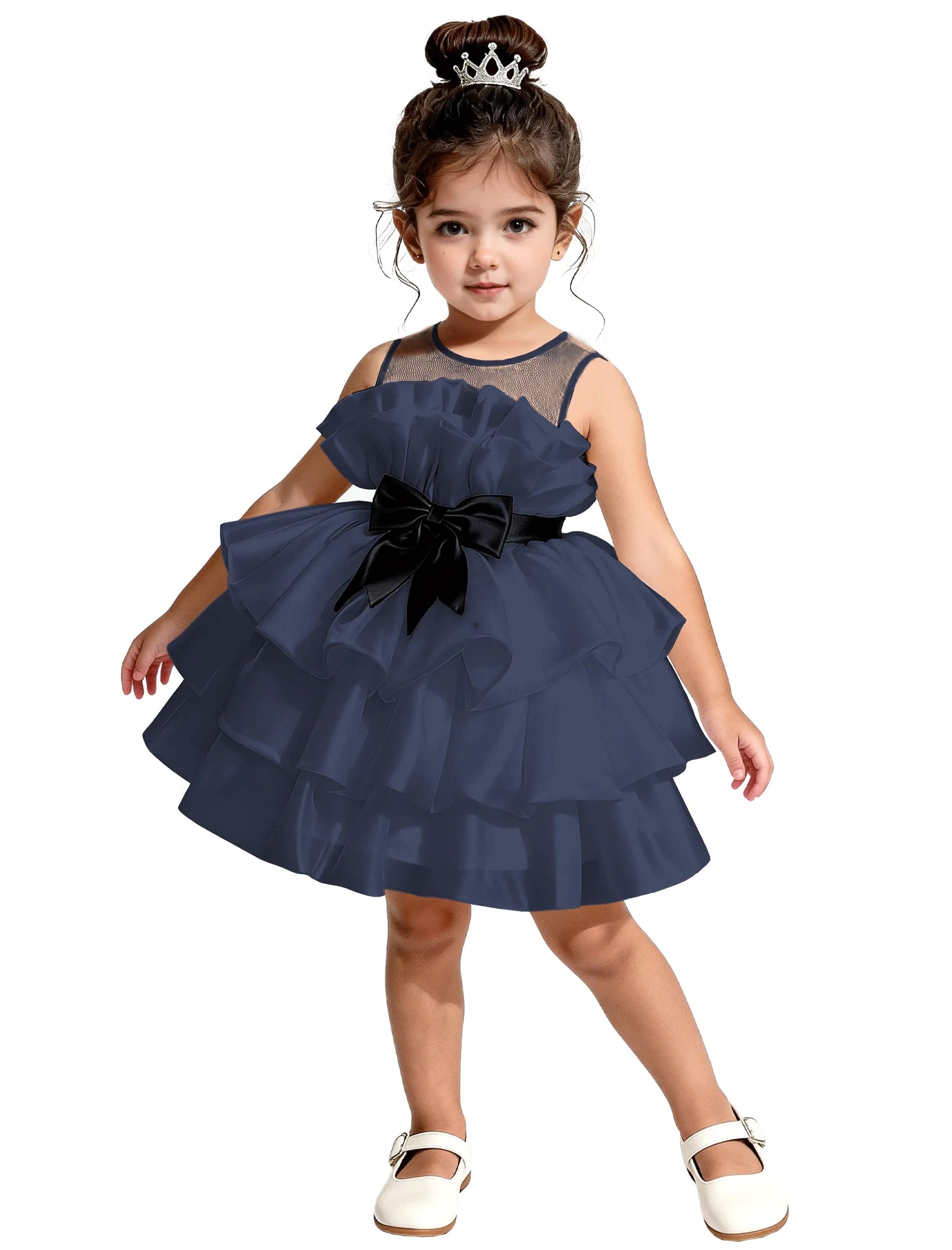 Satin Ruffle Tiered Dress for Little Girls