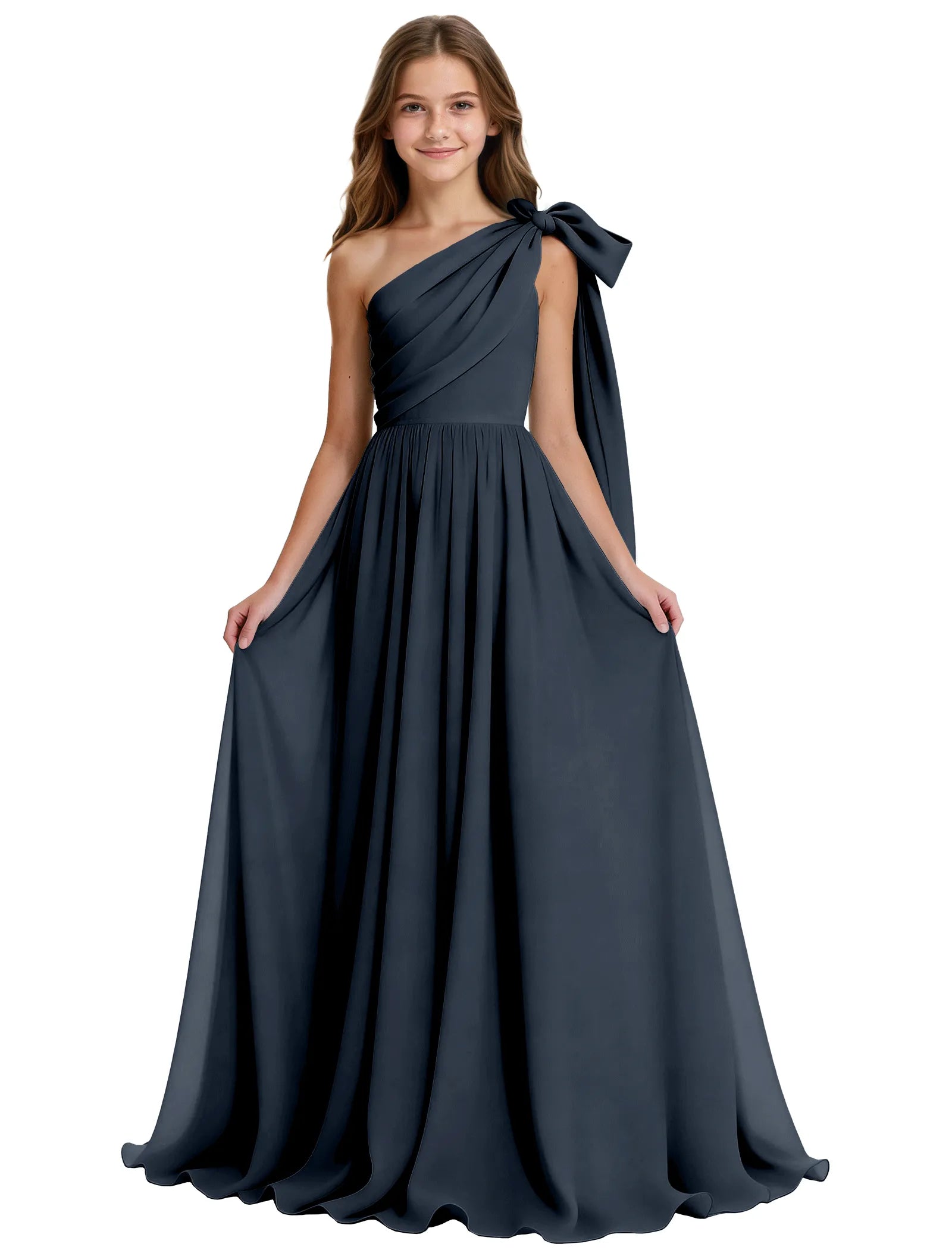 One-Shoulder Bow Junior Bridesmaid Dress