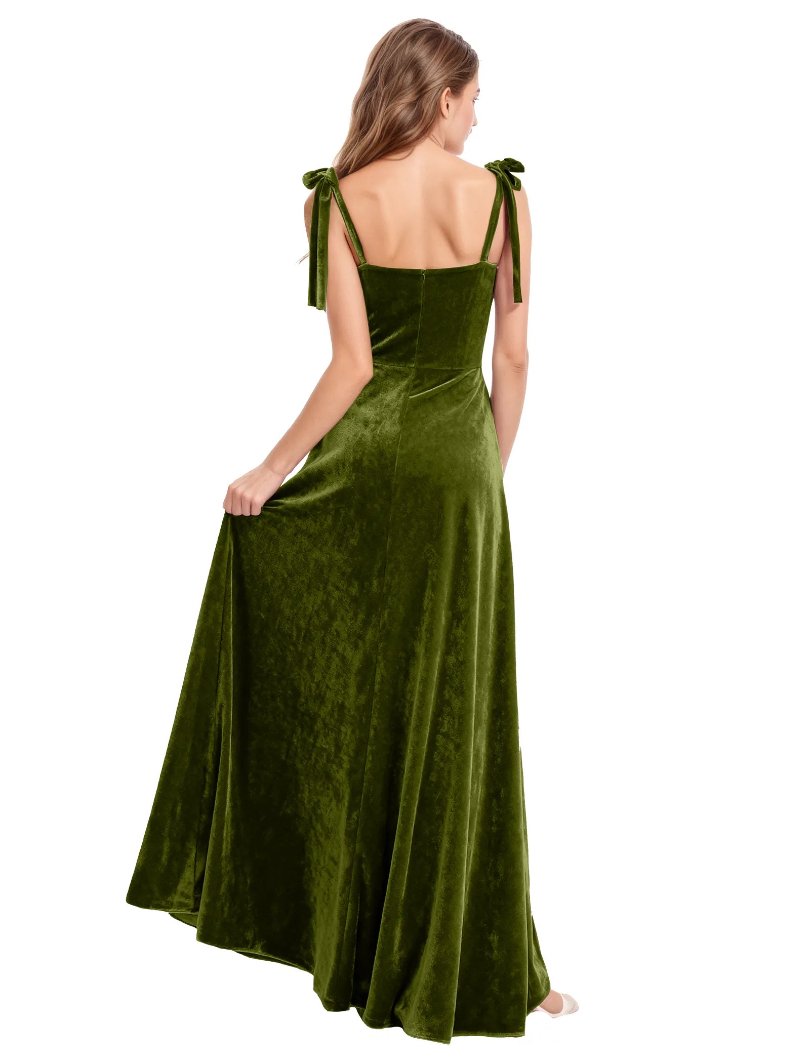 Velvet Ribbon Strap Maxi Dress for Girls