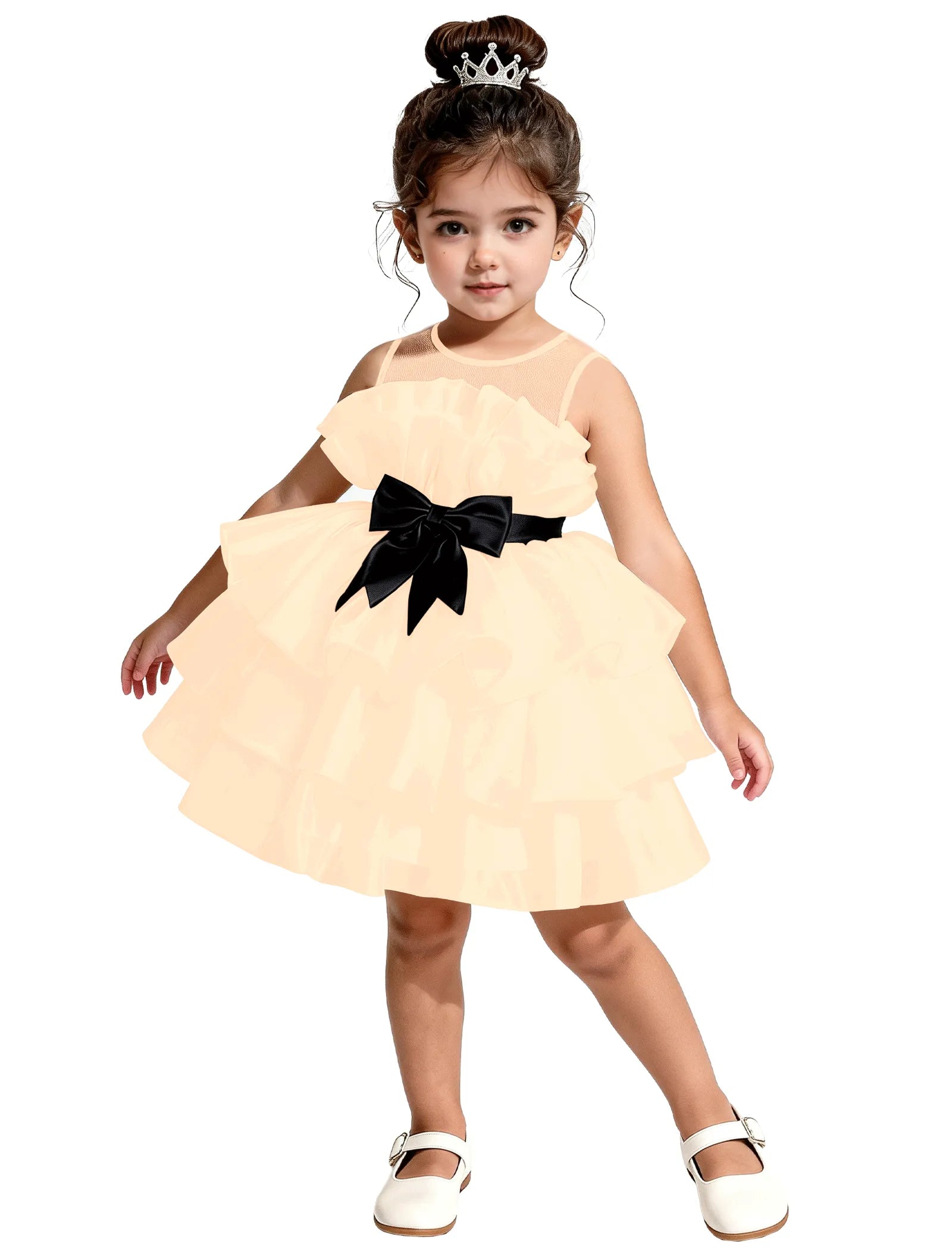 Satin Ruffle Tiered Dress for Little Girls