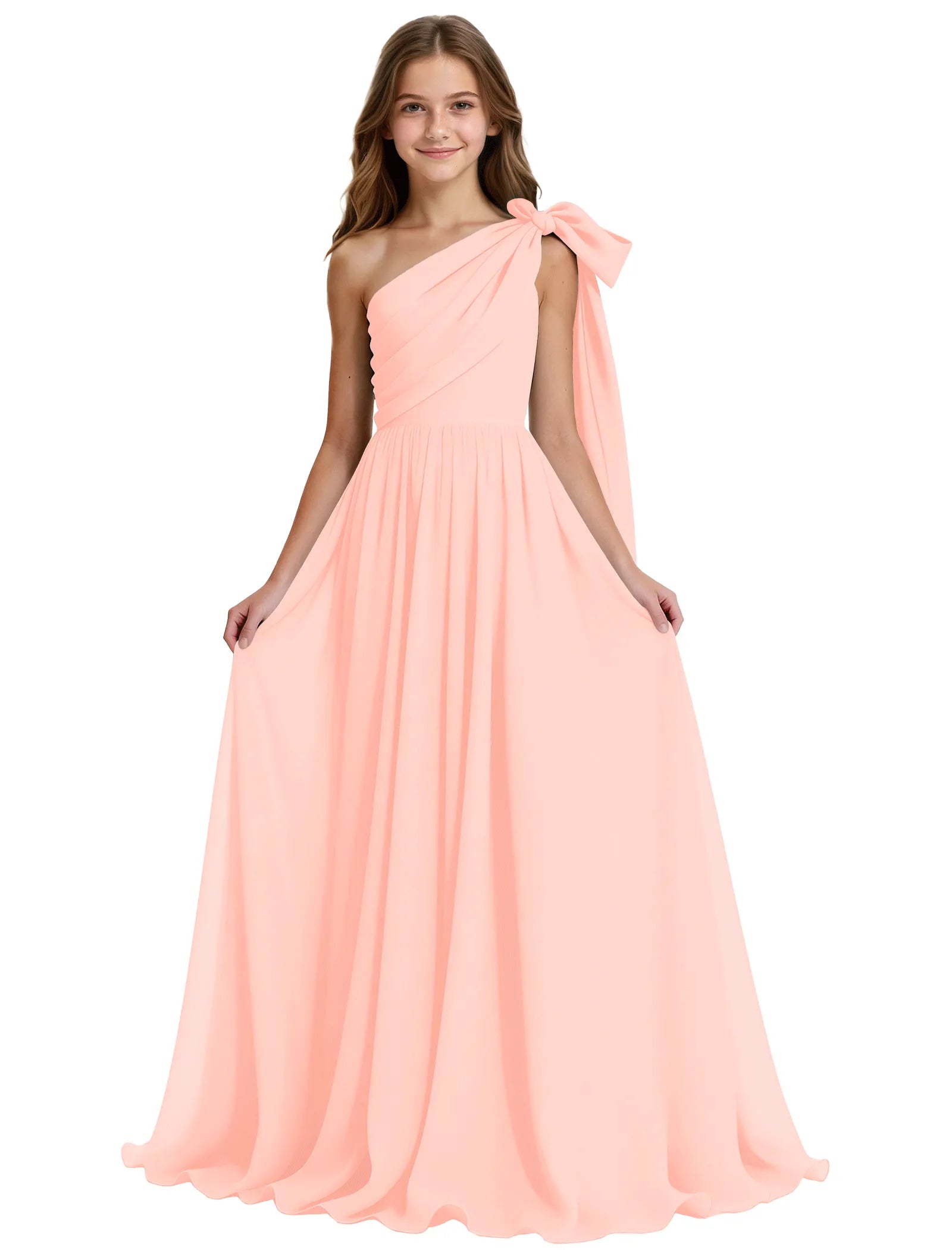 One-Shoulder Bow Junior Bridesmaid Dress