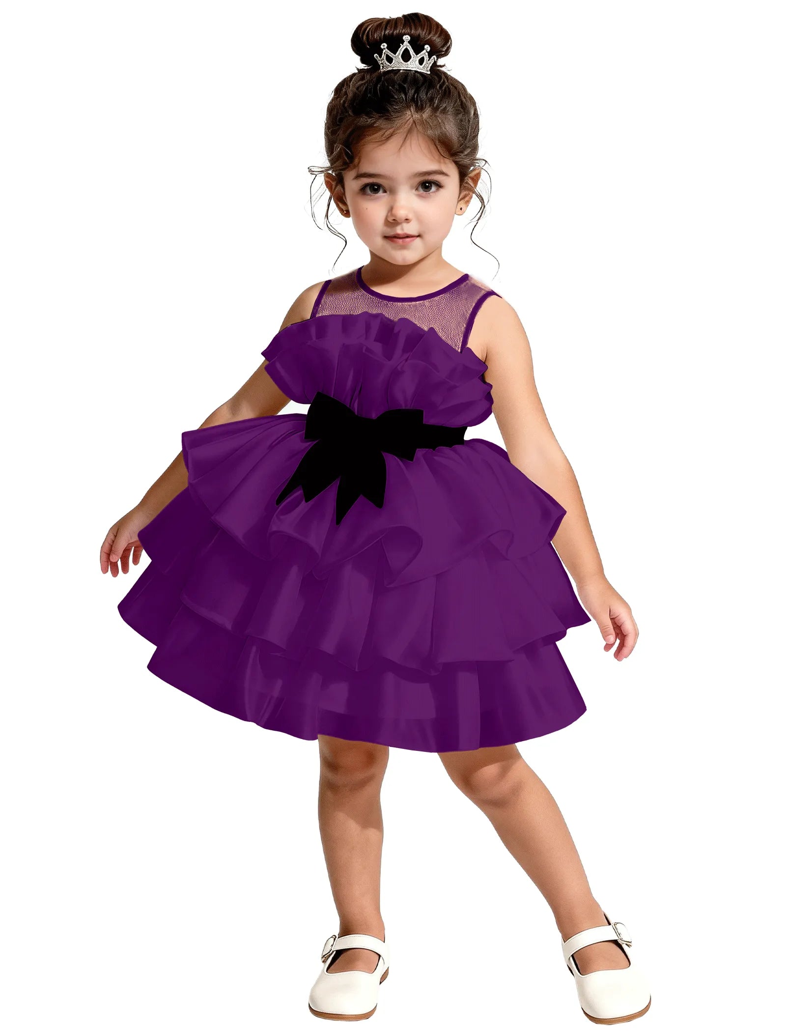 Satin Ruffle Tiered Dress for Little Girls