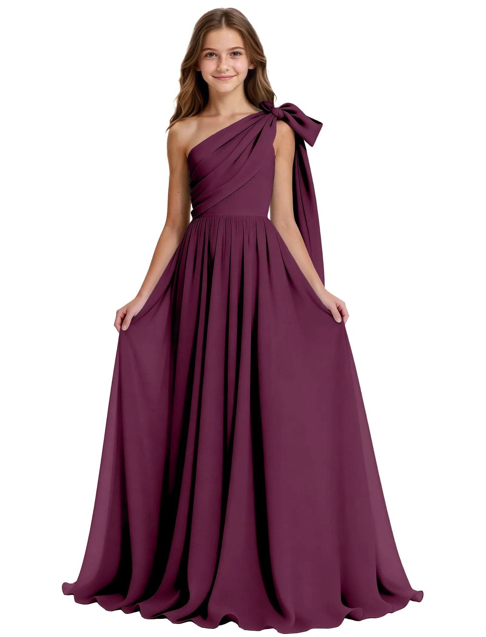 One-Shoulder Bow Junior Bridesmaid Dress