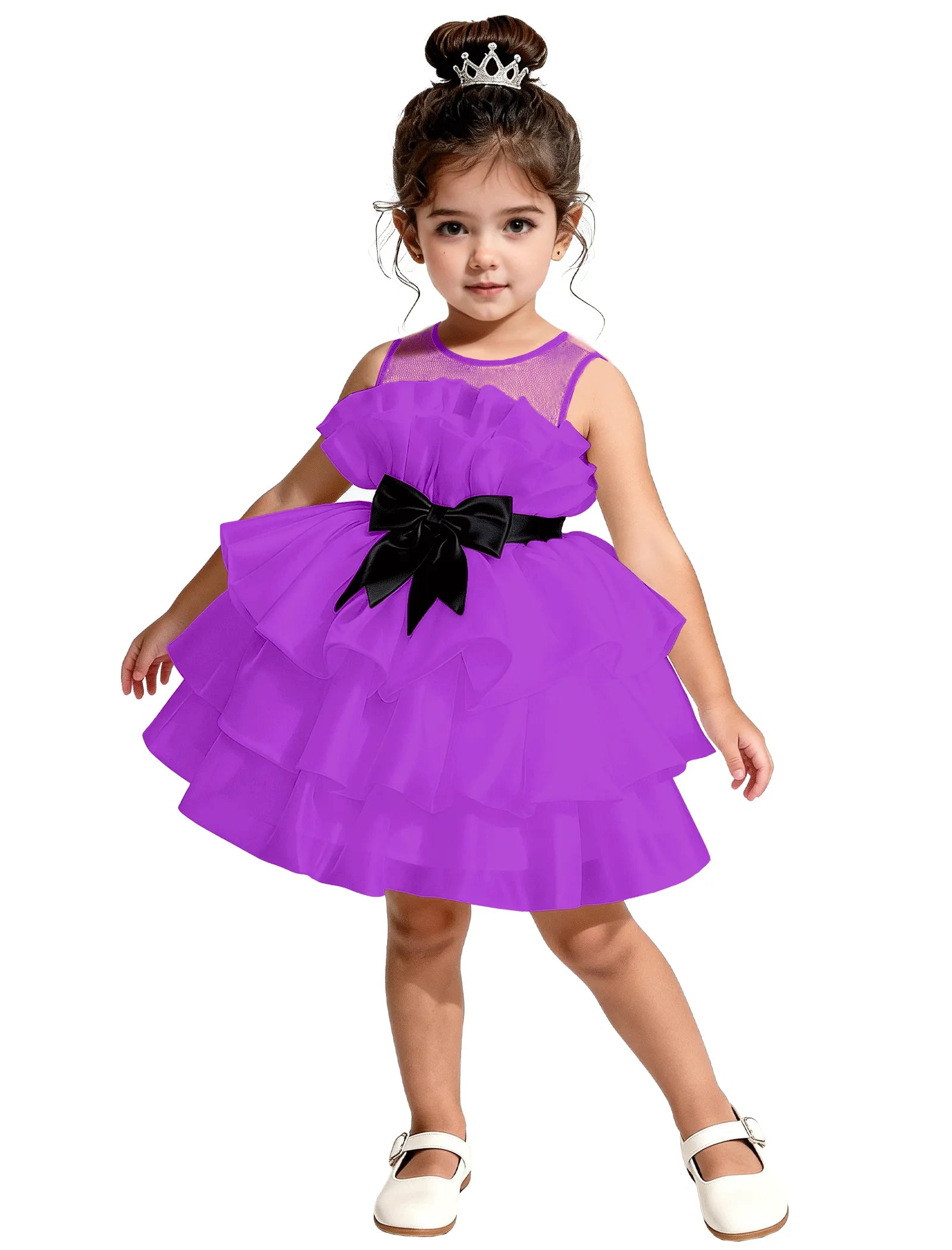 Satin Ruffle Tiered Dress for Little Girls