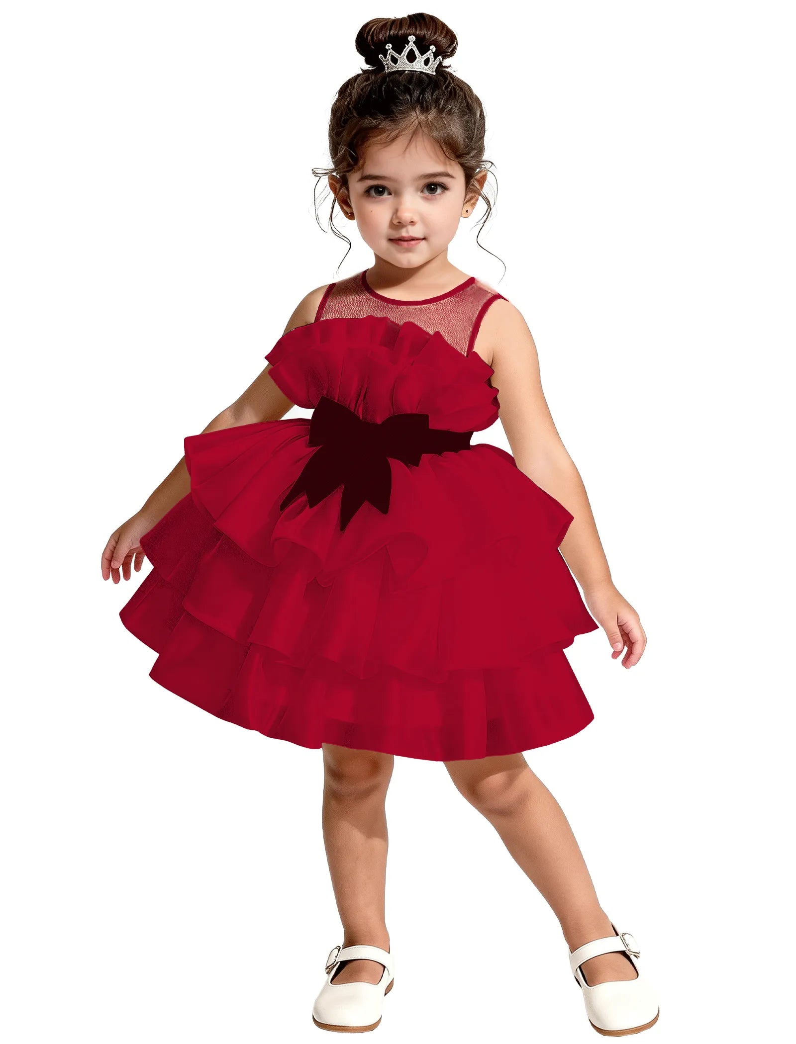 Satin Ruffle Tiered Dress for Little Girls