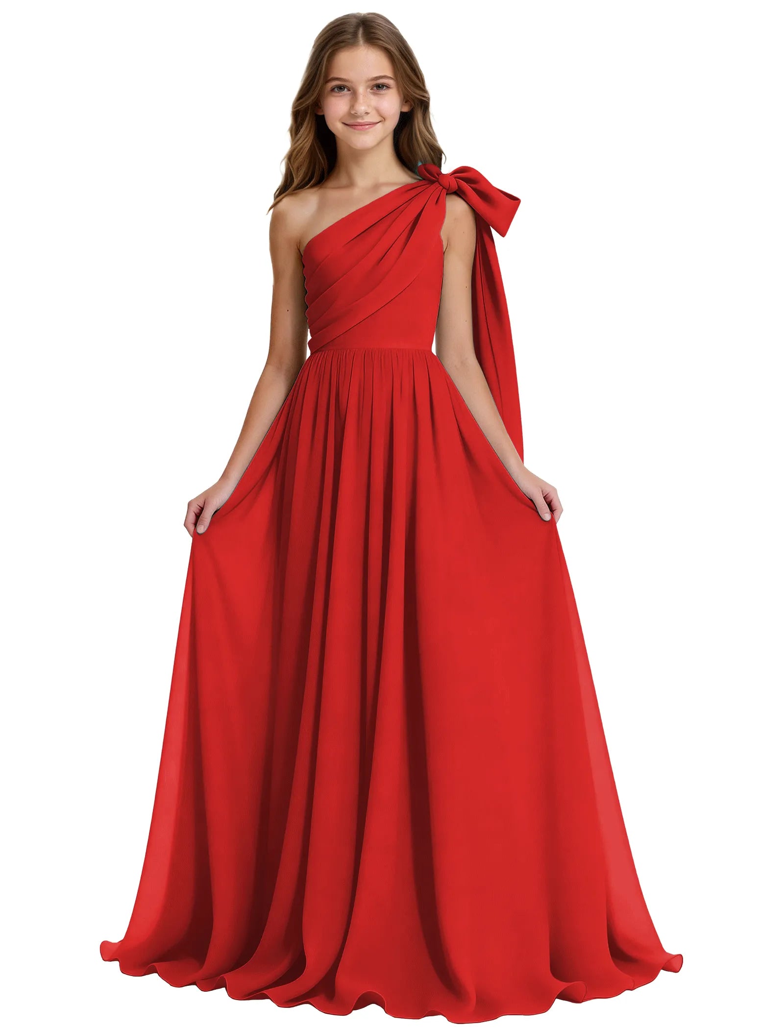 One-Shoulder Bow Junior Bridesmaid Dress
