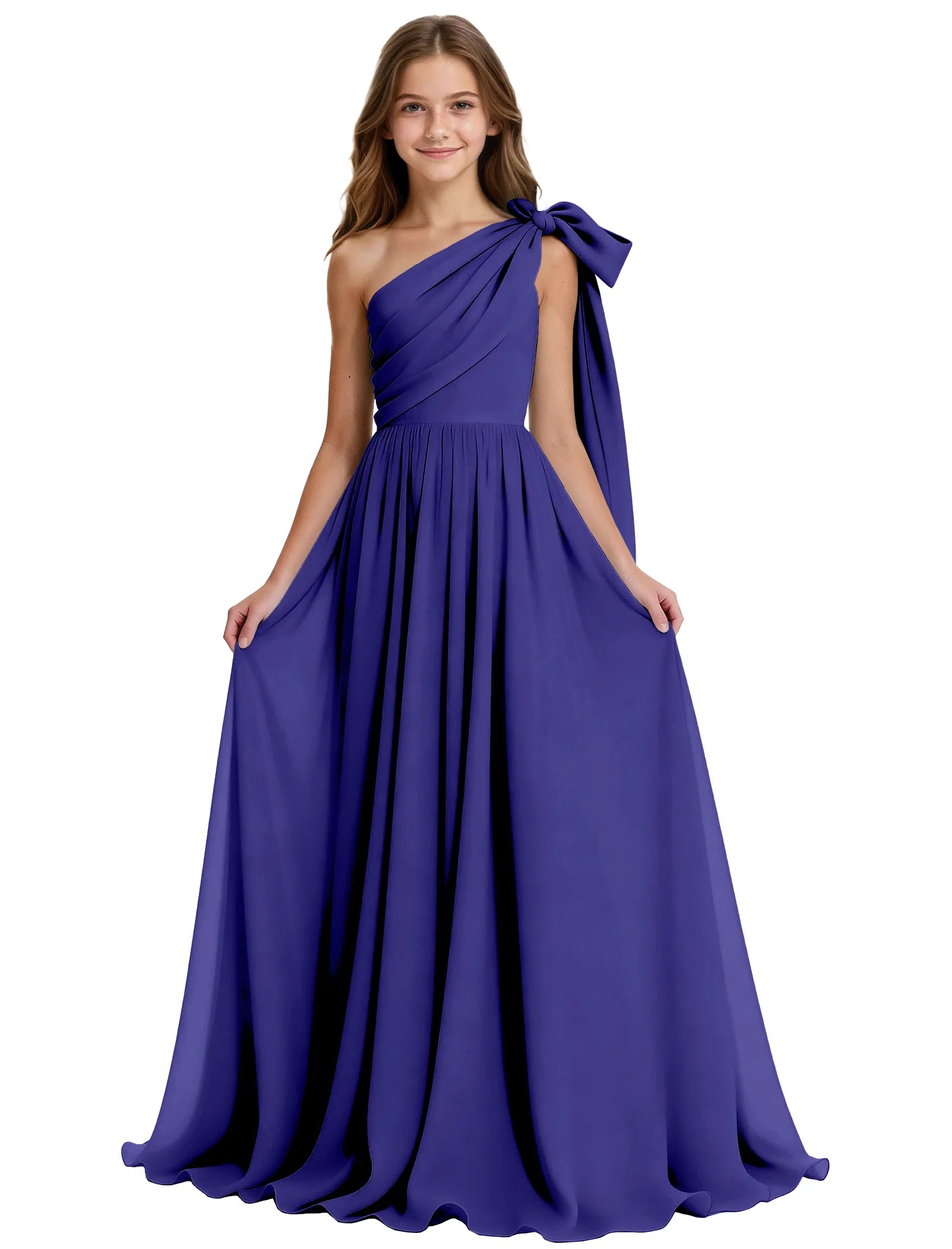 One-Shoulder Bow Junior Bridesmaid Dress