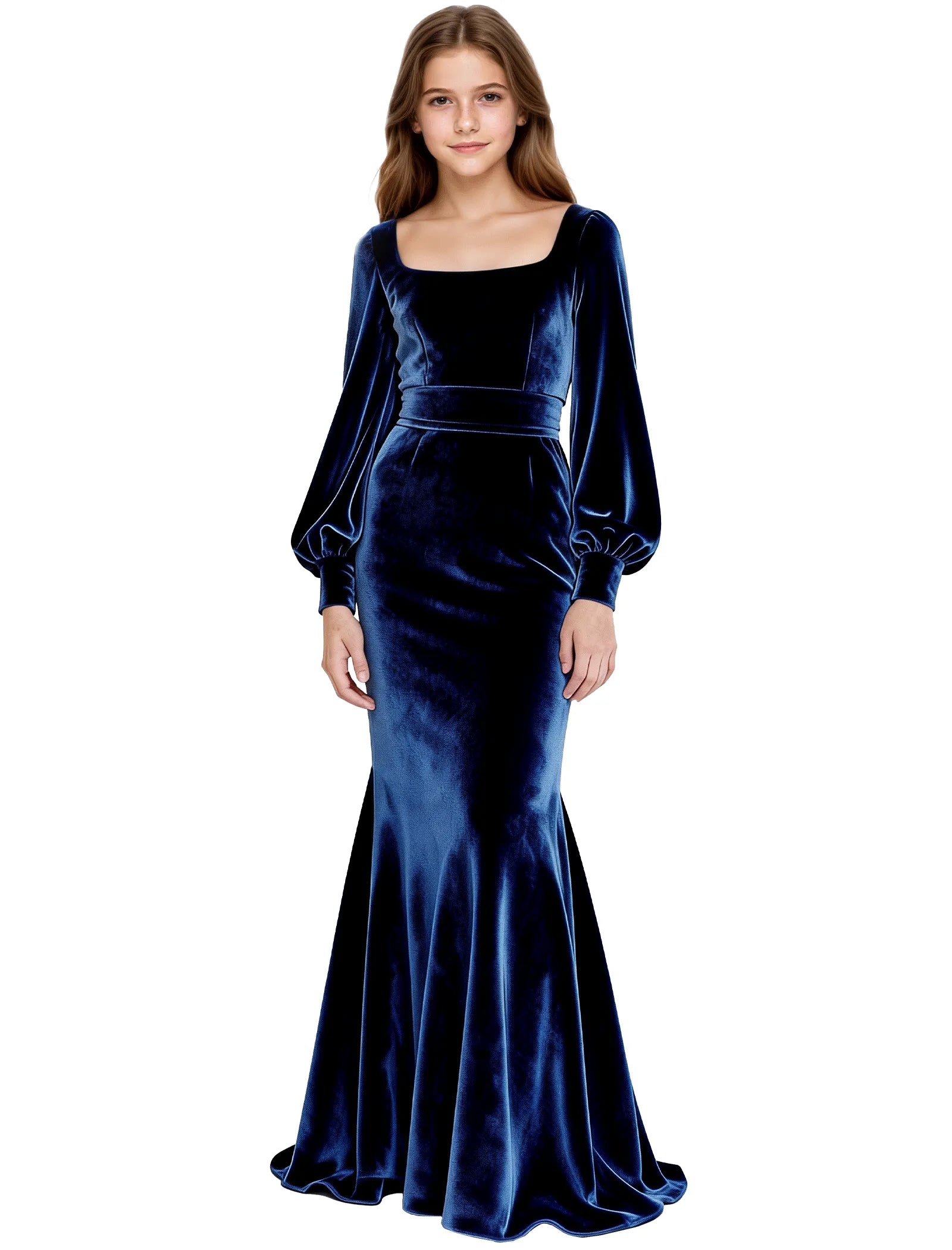Velvet Long Sleeve Junior Formal Dress