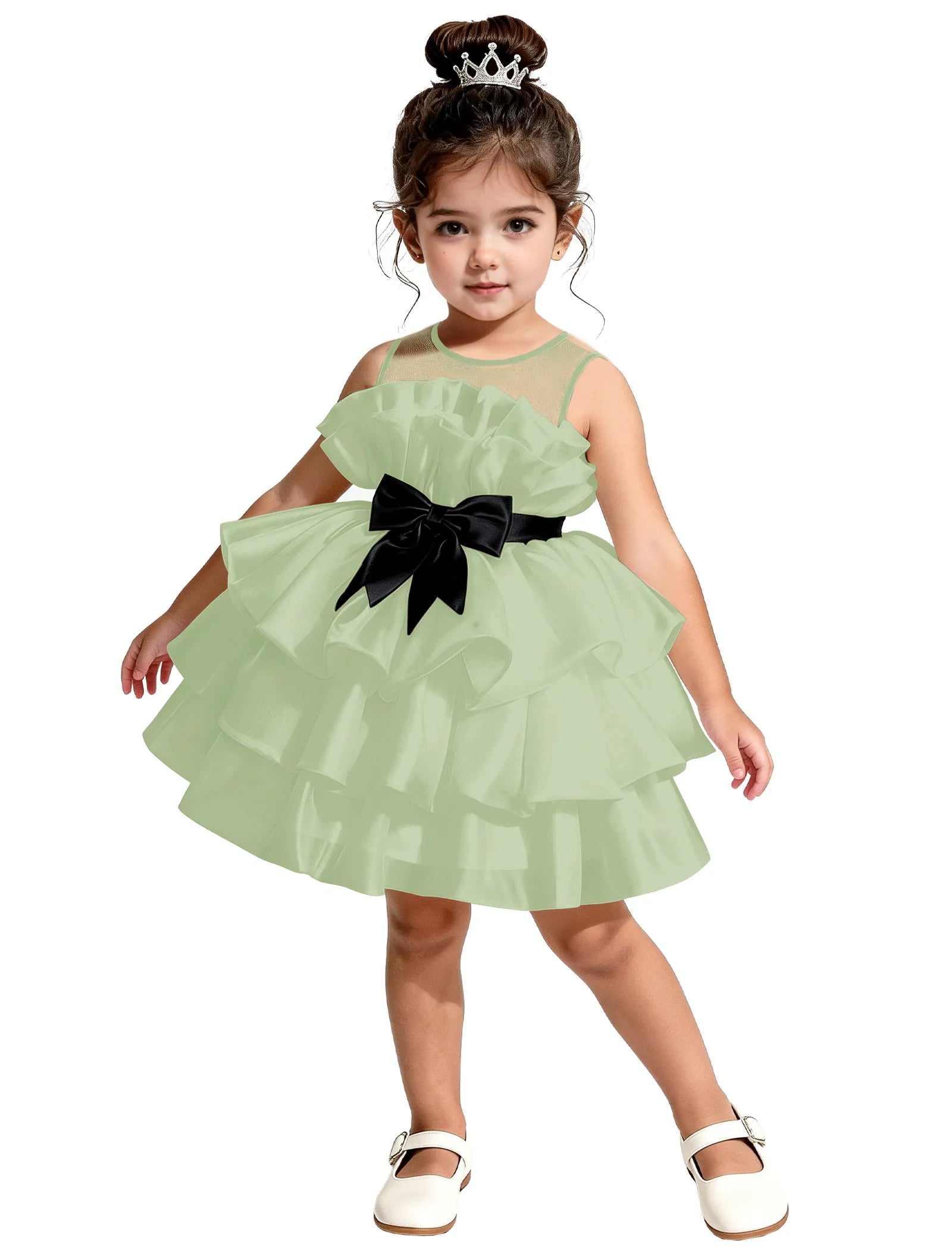 Satin Ruffle Tiered Dress for Little Girls